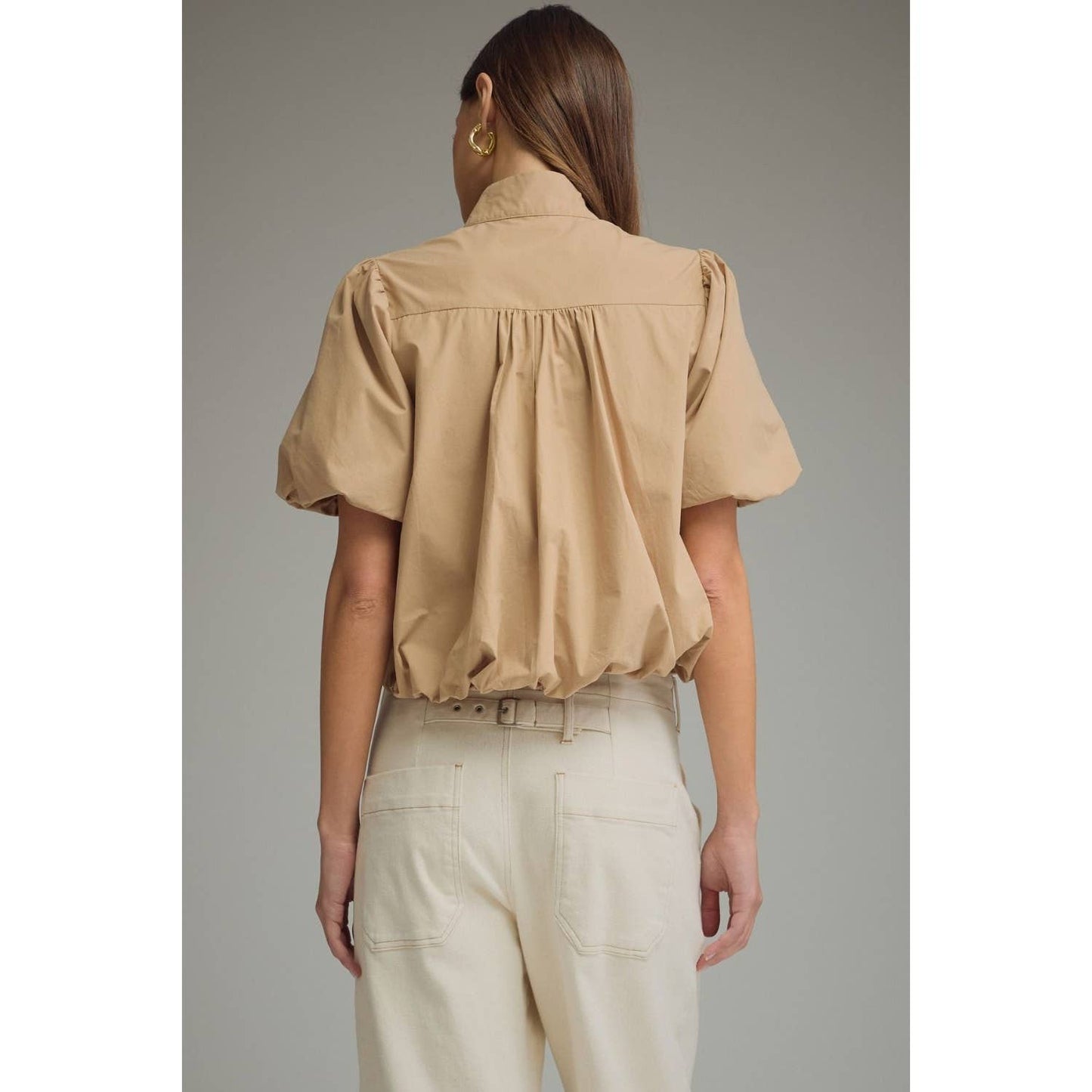 NEW Solid short puff sleeve top