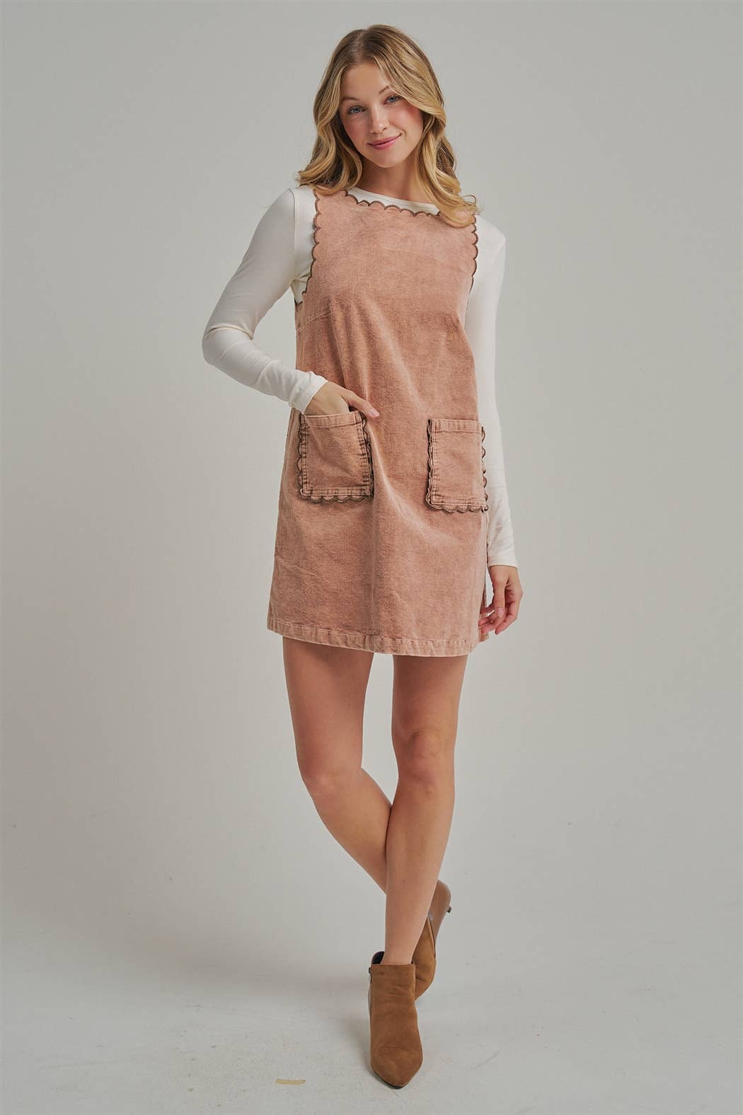 MINERAL WASHED CORDUROY MINI DRESS_JLD60000-11