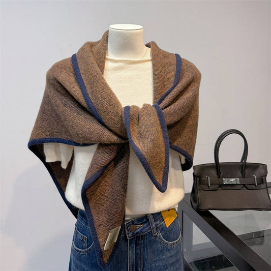 100% Wool Triangle Knit Scarf Shawl_CWOV00286