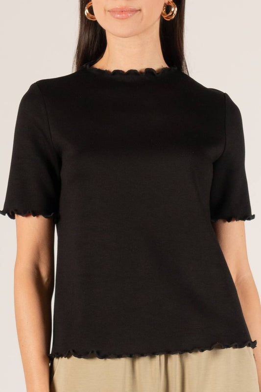 P. CILL Butter Modal Merrow Edge Mock Neck Top