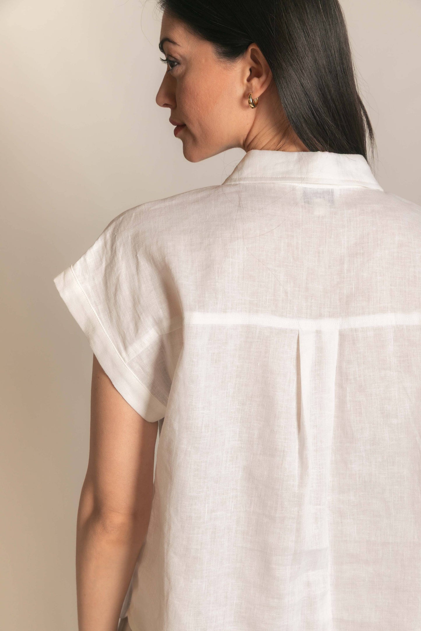 P.CILL Linen Relaxed Short Sleeve Button Up Shirt