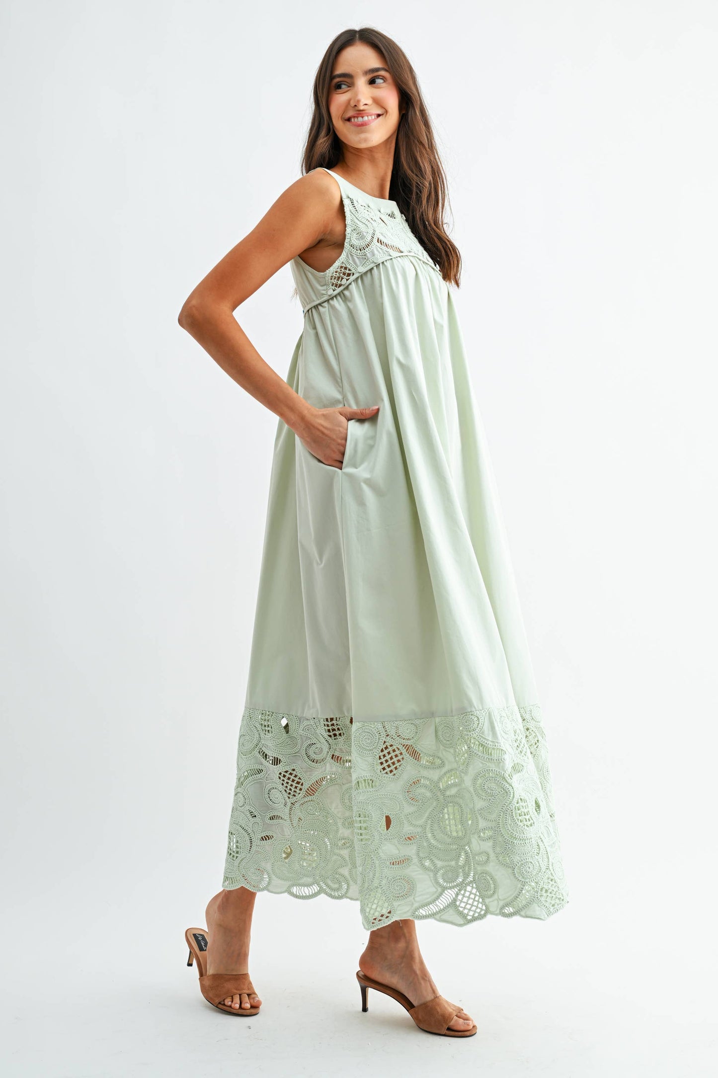 CJD26364 BOHO MAXI DRESS WITH LACE DETAILS