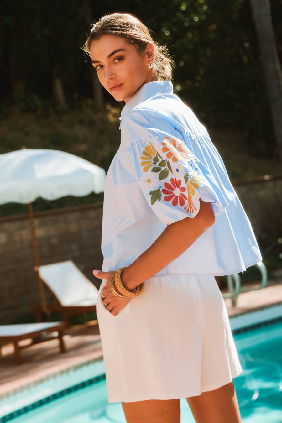 Plus Embroidery Classic Collar Shirts