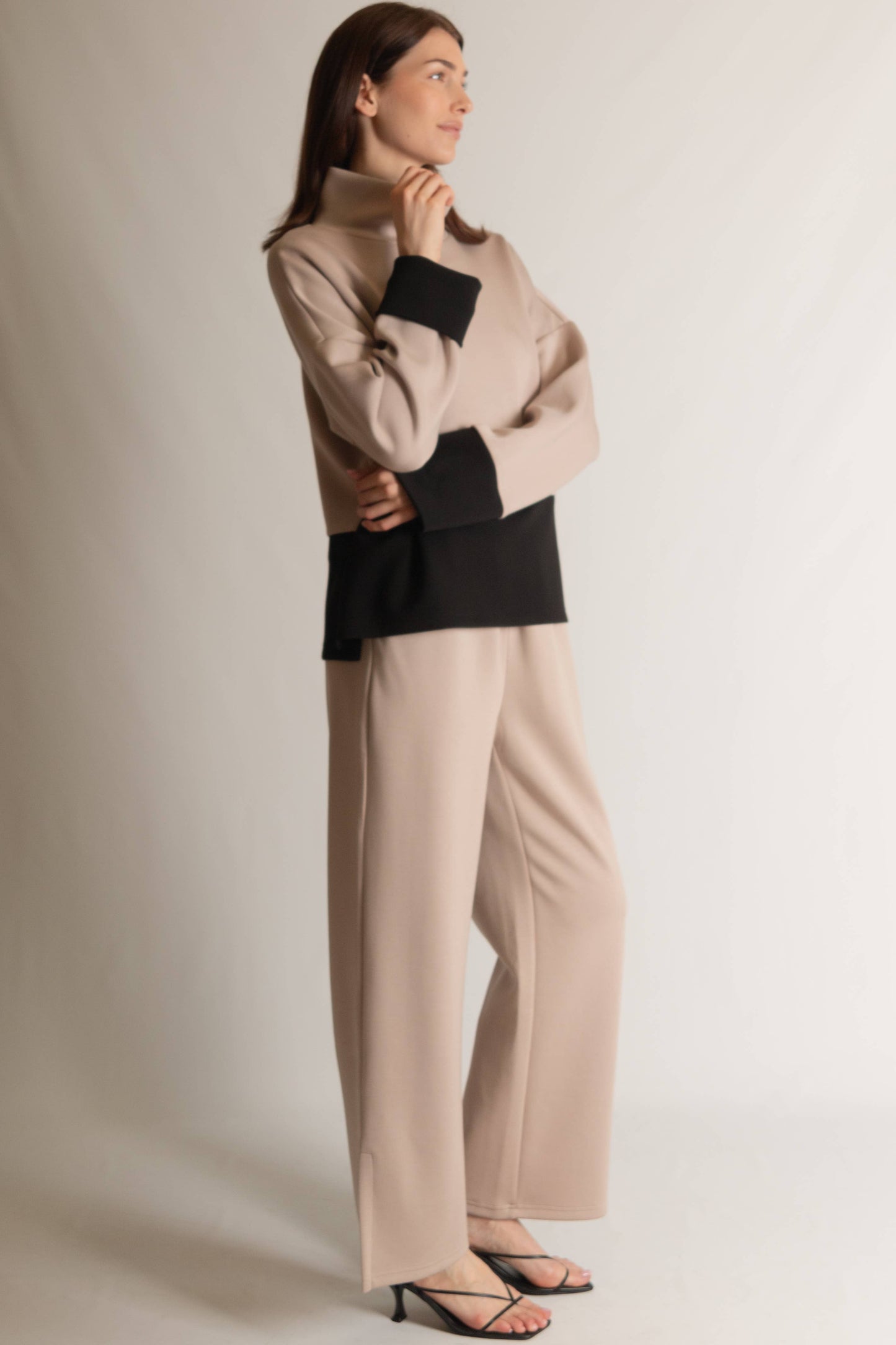 P. CILL Butter Modal Wide Leg Pants w/ Bottom Slit