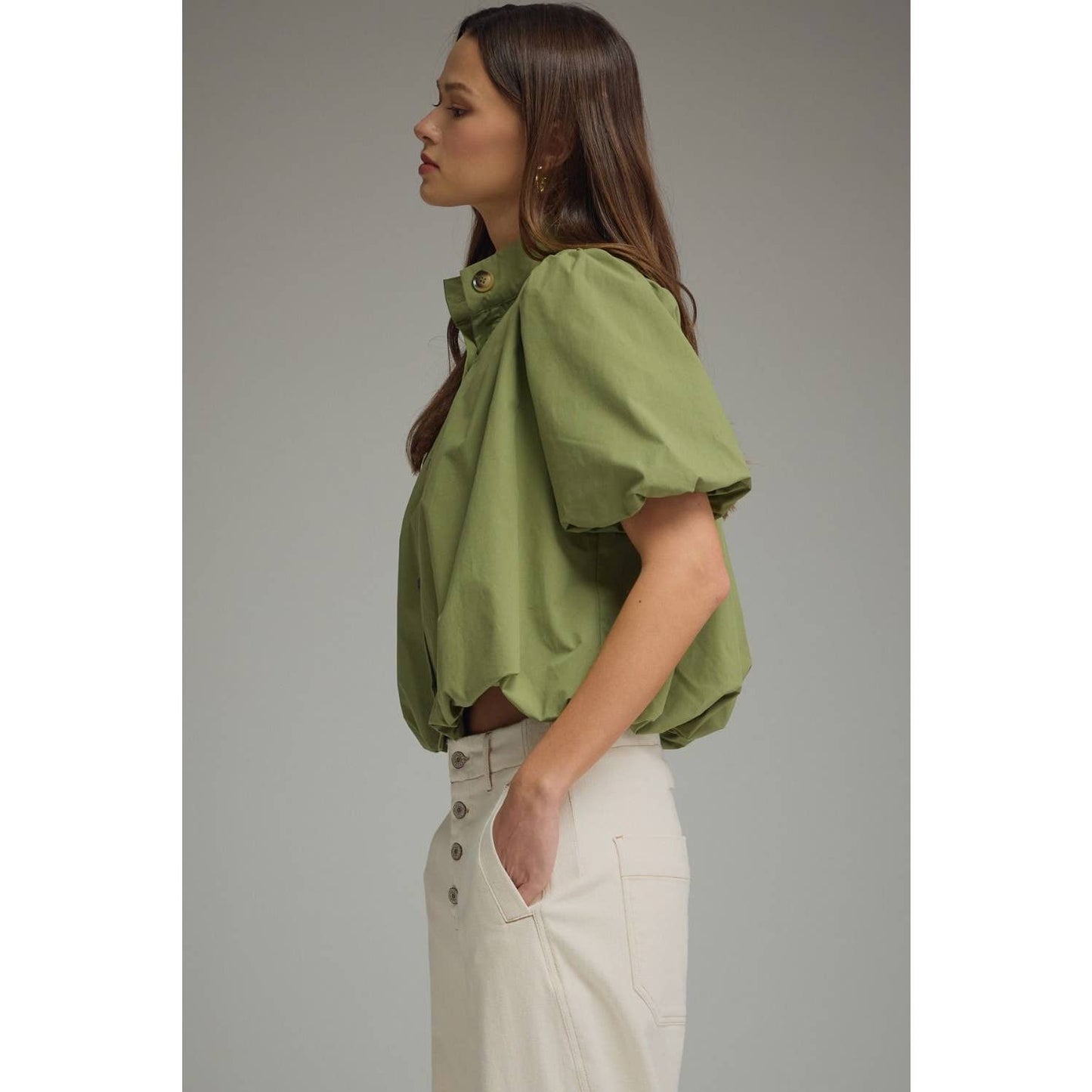 NEW Solid short puff sleeve top