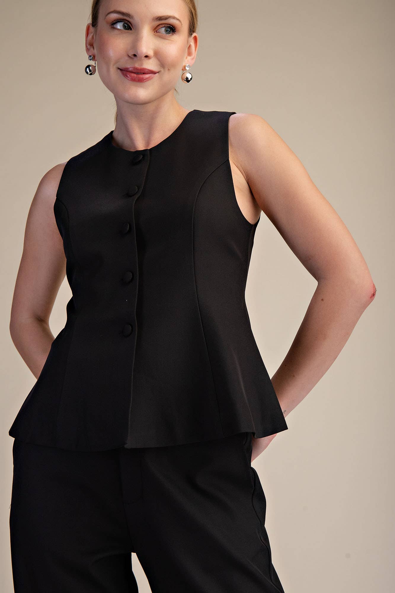 Button Peplum Vest
