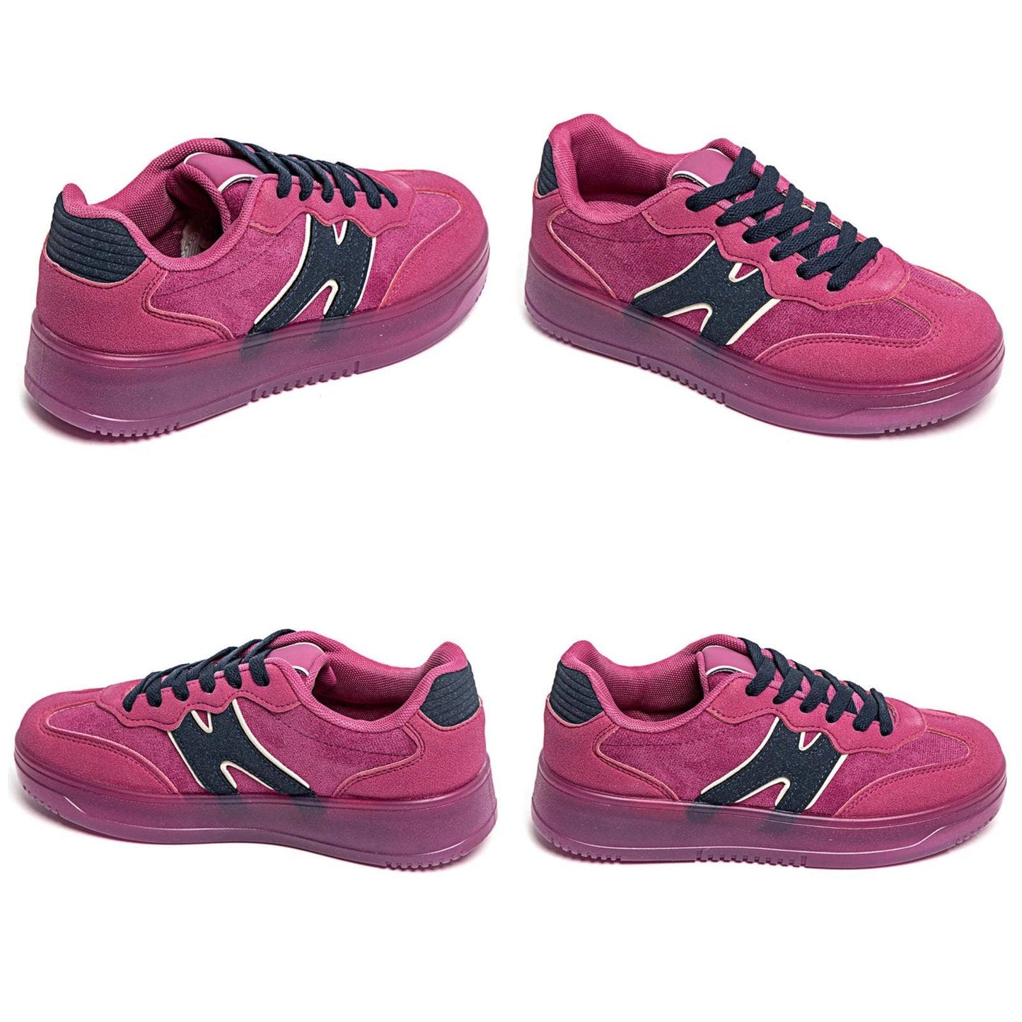 CLASSIC STREET COLOUR CONTRAST FAUX SUEDE LACE UP SNEAKERS