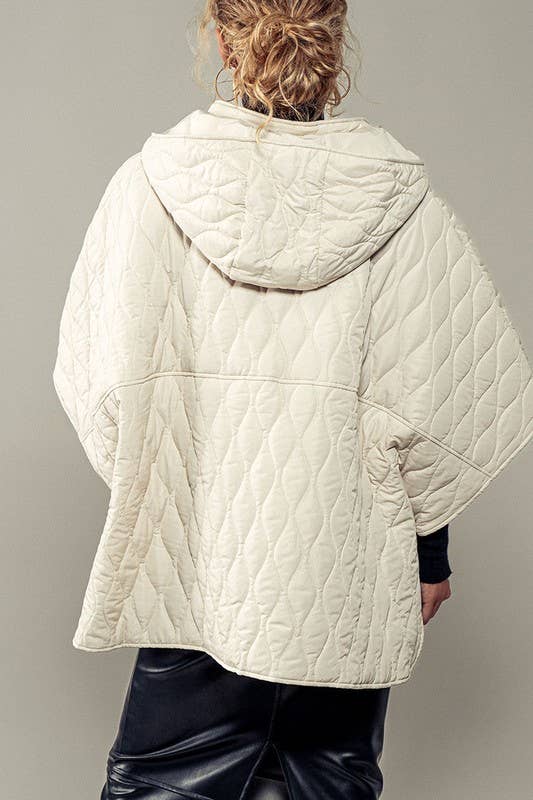 Contrast Quilted Shroud Cloak