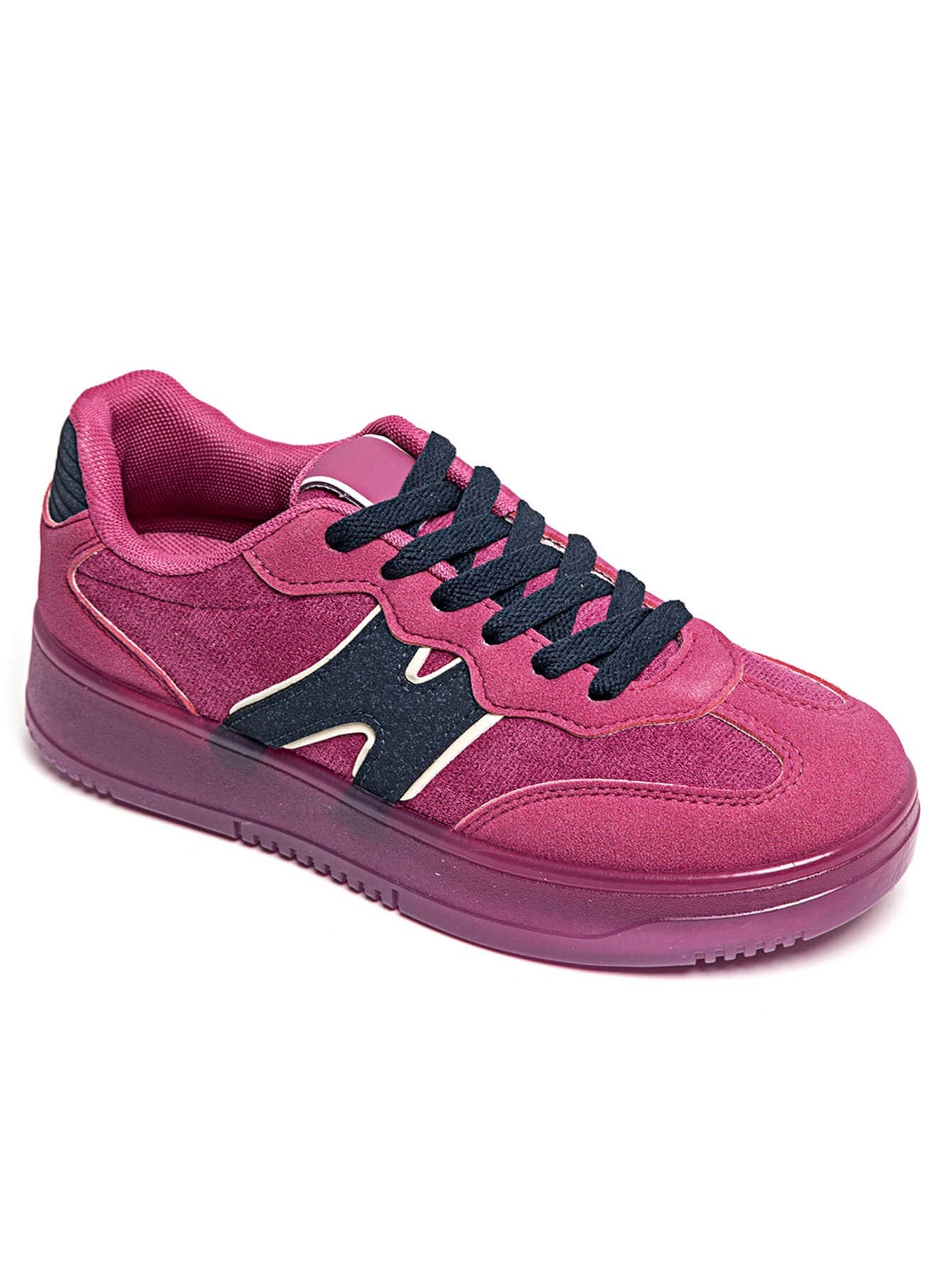 CLASSIC STREET COLOUR CONTRAST FAUX SUEDE LACE UP SNEAKERS
