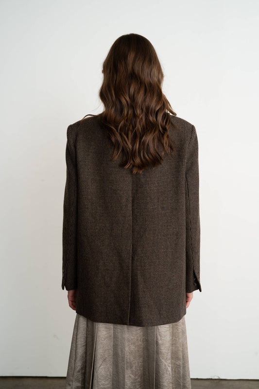 CHECKED ONE BUTTON BLAZER