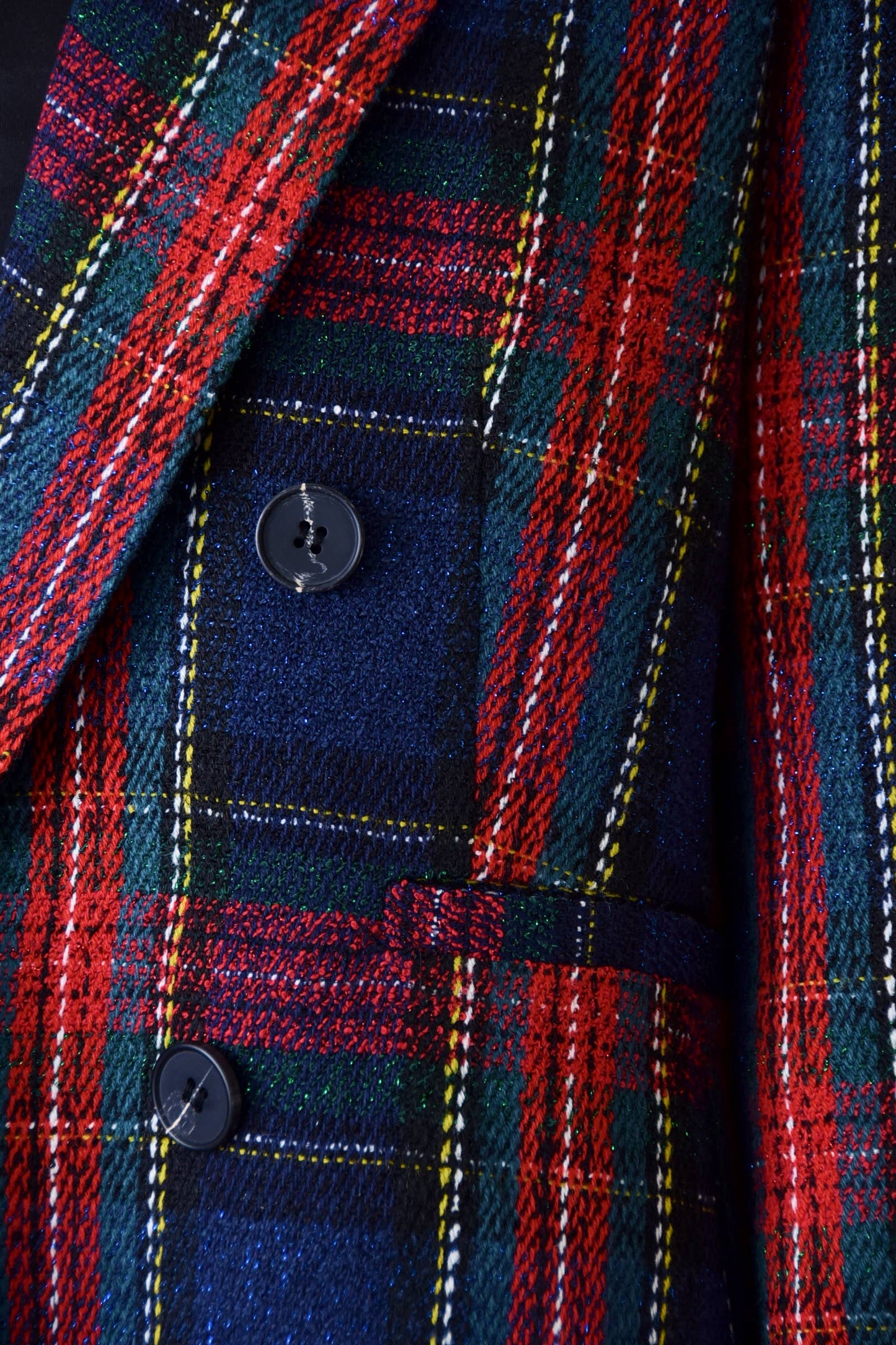 PREPPY HOLIDAY TWEED PADDED SHOULDER PLAID BLAZER-OI5782FO