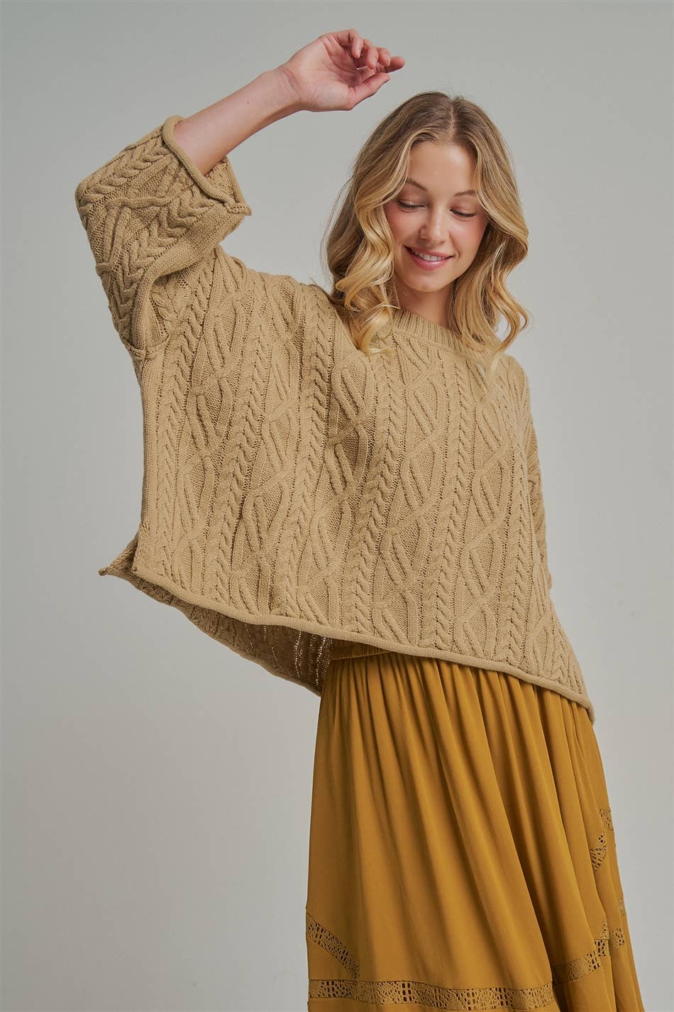 OVERSIZED CABLE KNIT CASUAL BOHO FALL SWEATERTOP_JLT00437-01