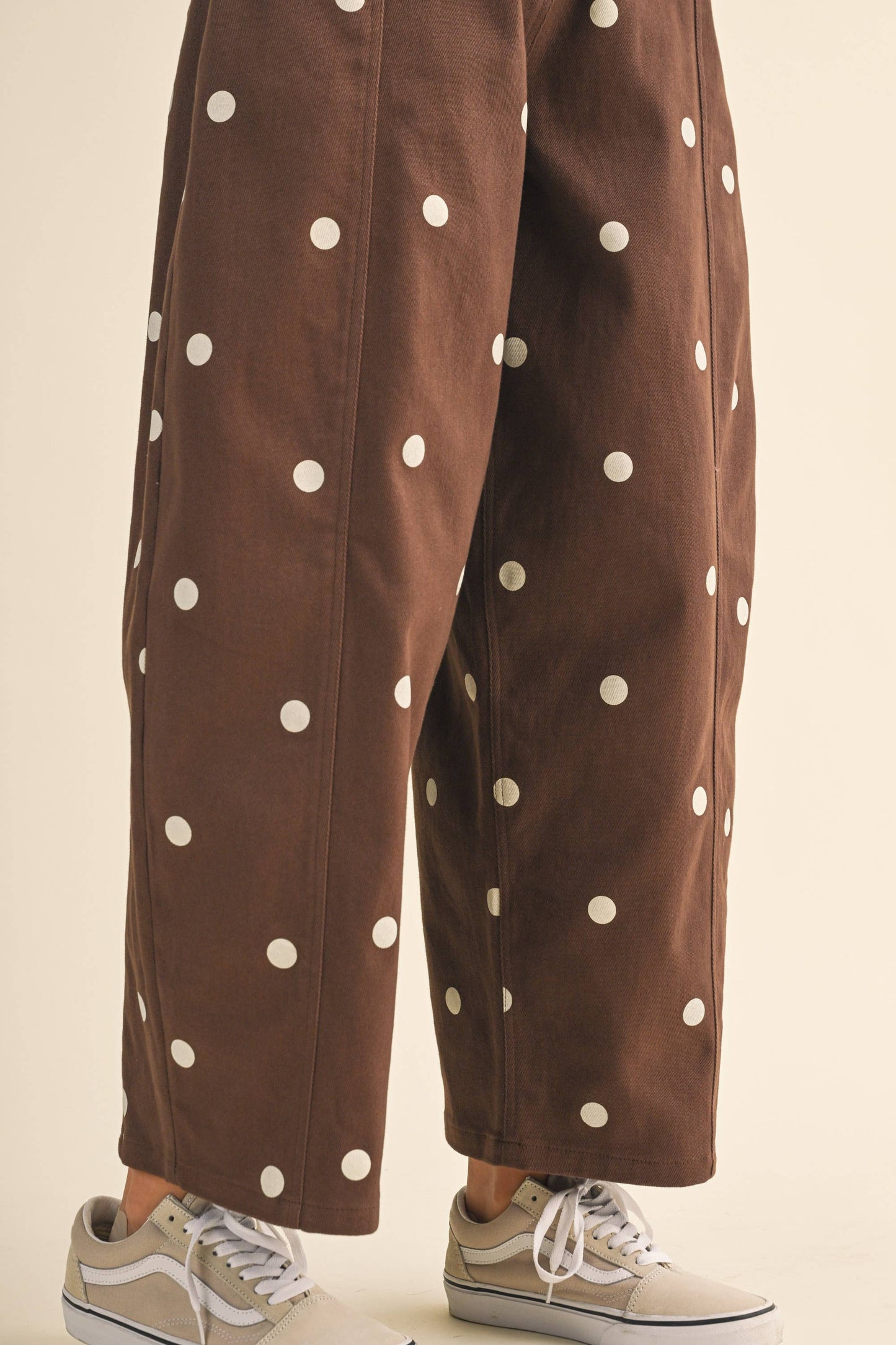 IP1390-C  POLKADOT STRETCH TWILL MID WAIST BARREL PANTS