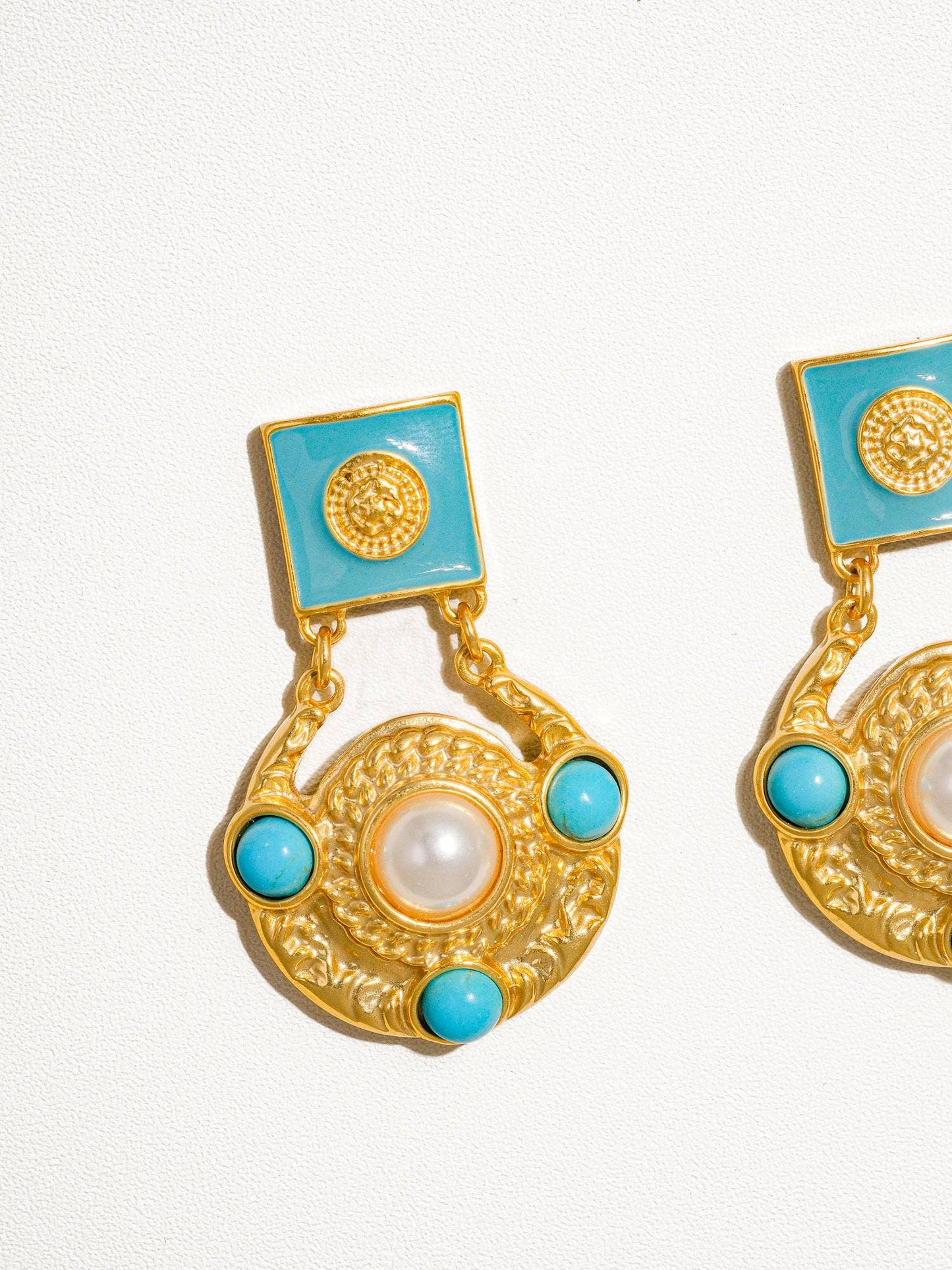 Astrid 18K Gold Turquoise Boho Baroque Pearl Earring