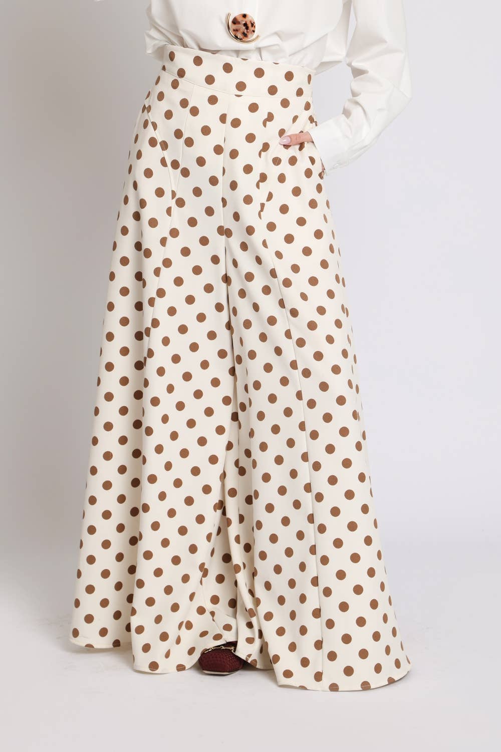 Polka Dot Printed Flare Wide Leg Pants PC7083