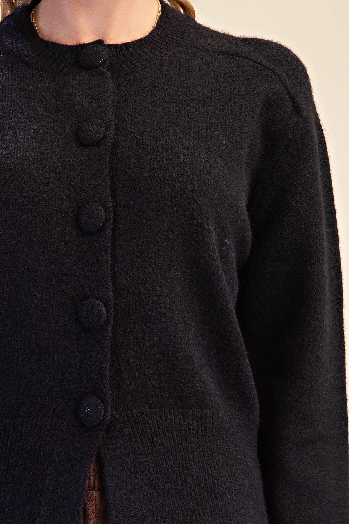 Button Closure Long Sleeve Sweater Cardigan