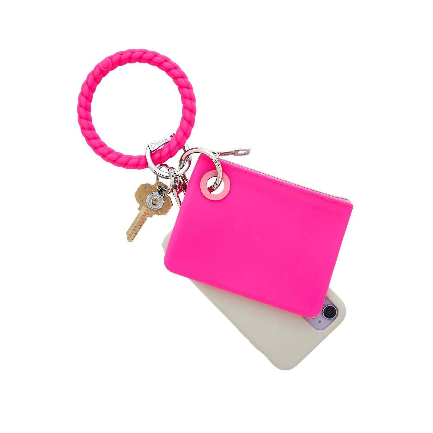 Silicone Big O® Key Ring - Tickled Pink Braided