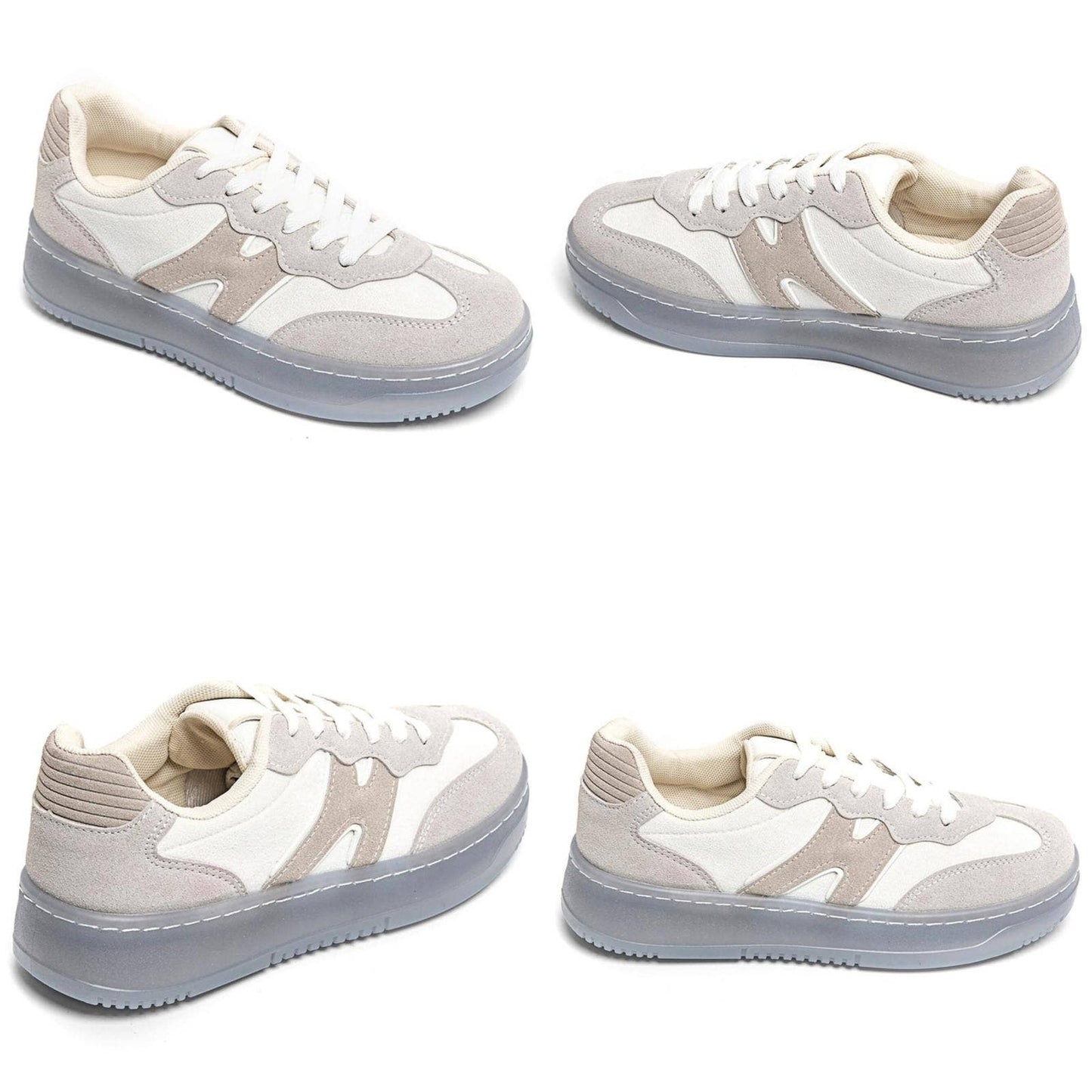 CLASSIC STREET COLOUR CONTRAST FAUX SUEDE LACE UP SNEAKERS