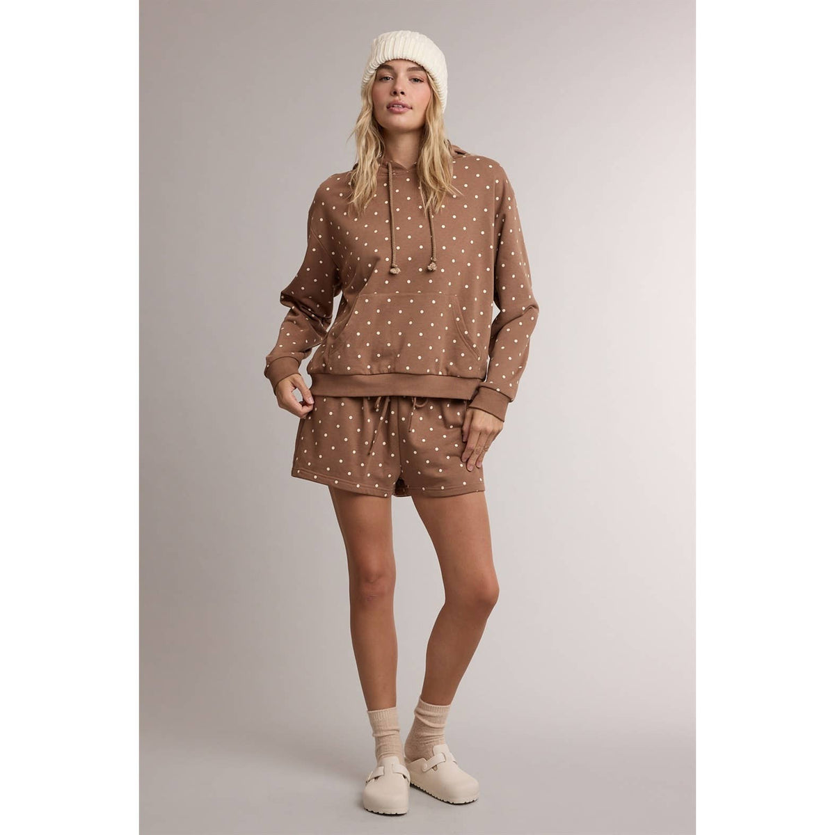 POLKA DOT HOODIE & MINI SHORTS SET / WL26-13441