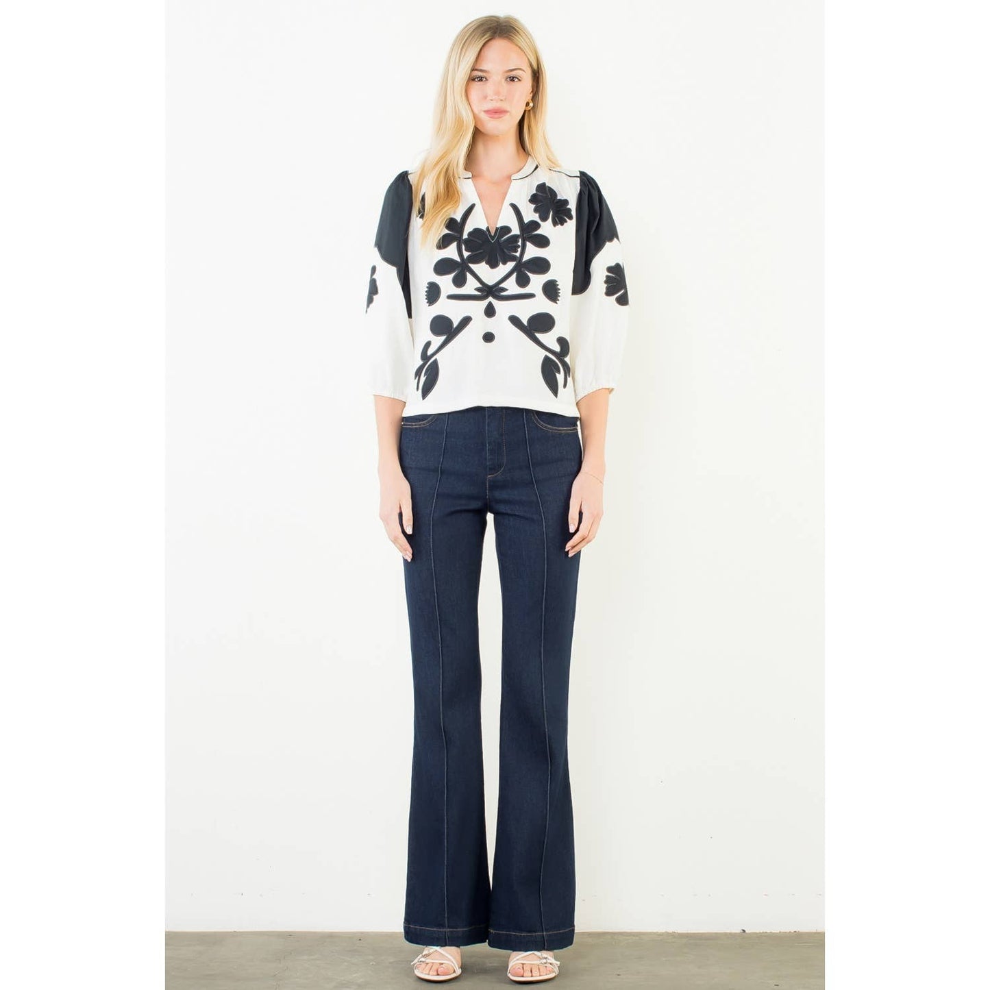 Long Sleeve Pattern Detail Top