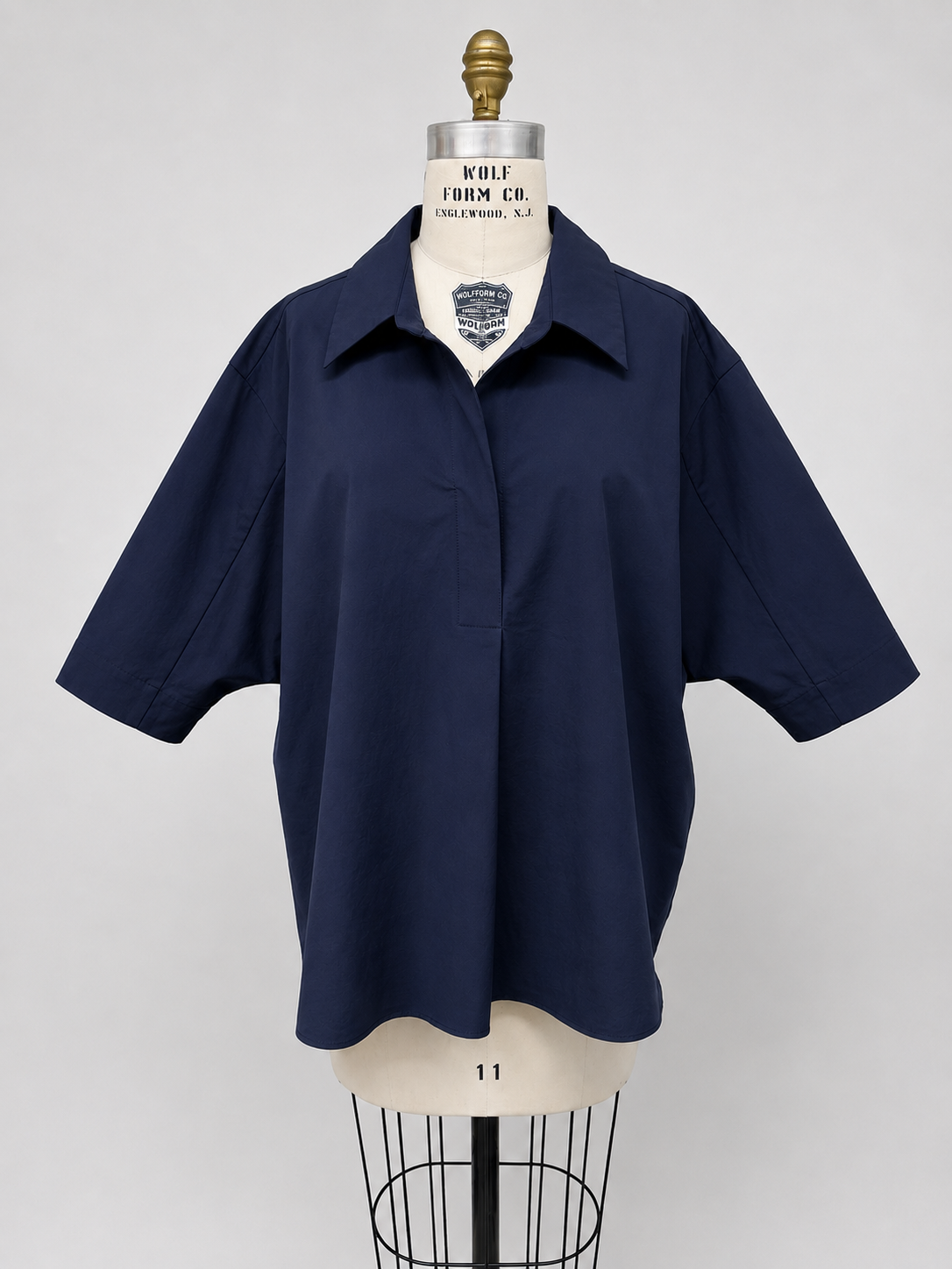 Kaia Modern Oversized Button Down Top Navy & Orange (#WT61176)