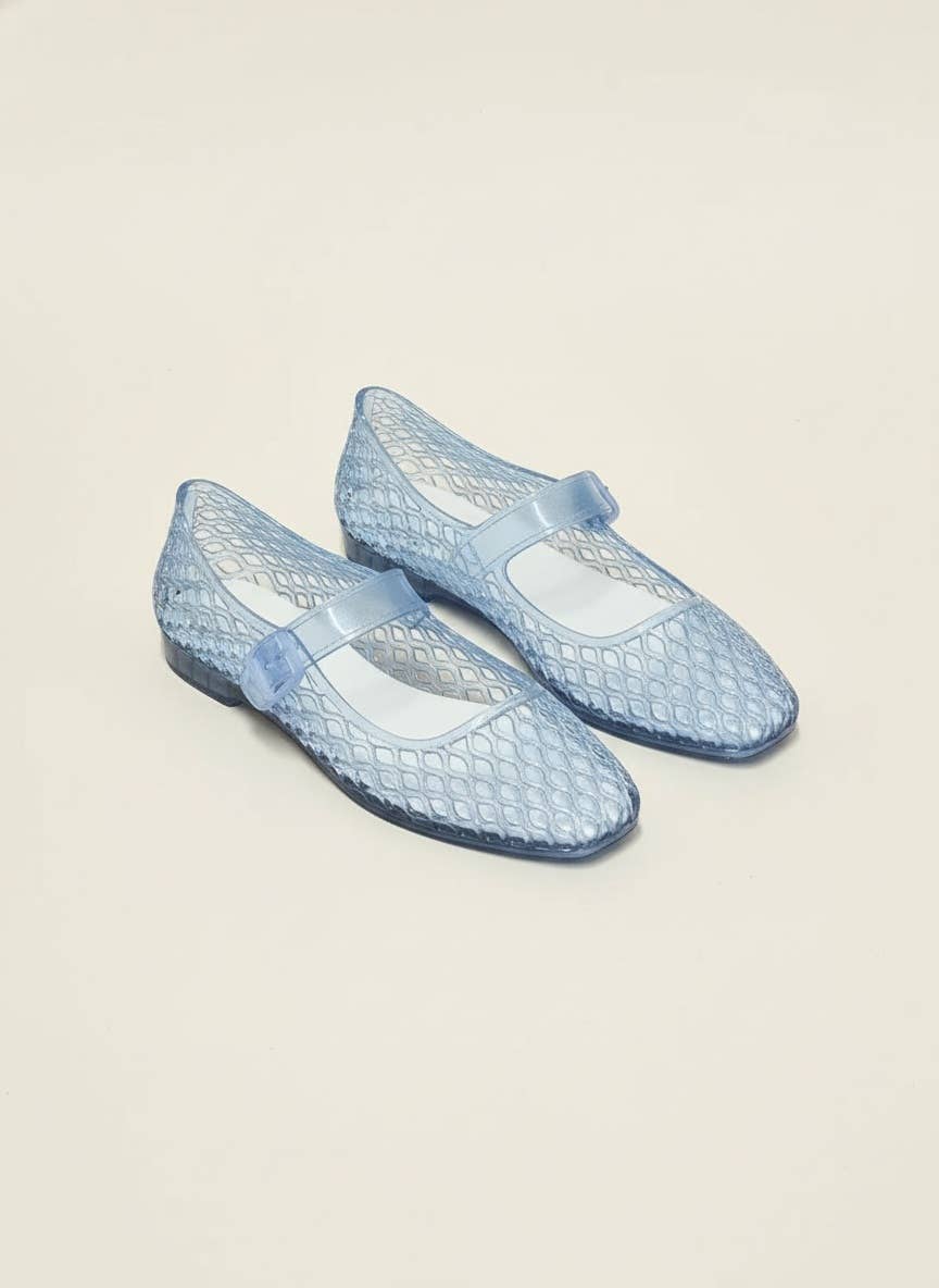 LISA Woven Jelly Mary Jane Flats Tapered Square Toe Trend Sh