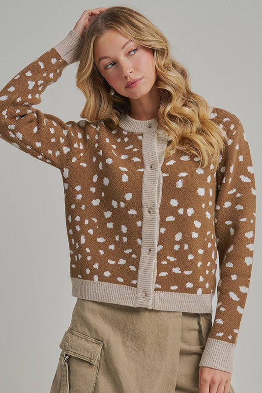 DEER PATTERN BUTTON DOWN FALL SWEATER CARDIGAN_JLT00359-01