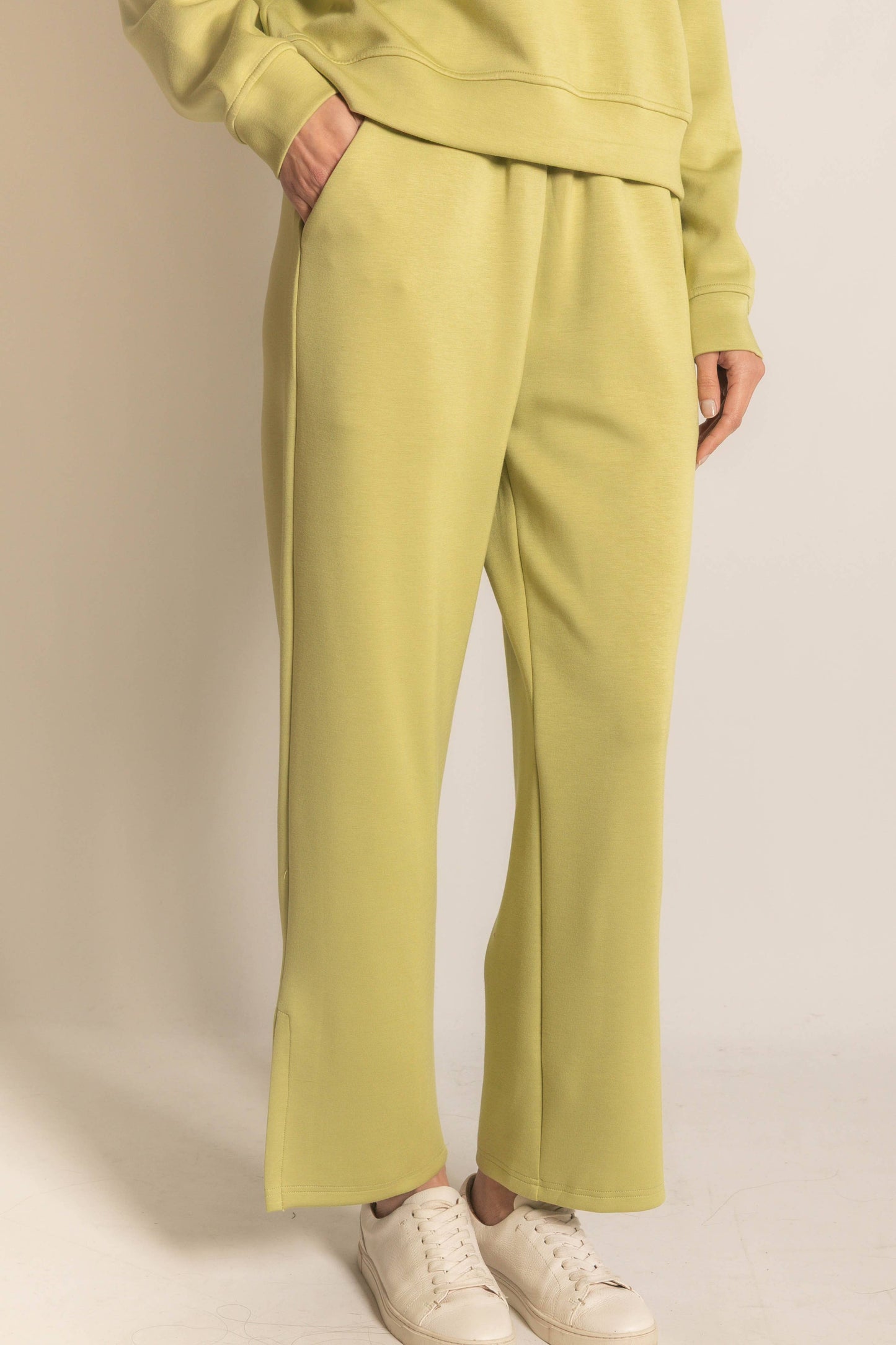 P. CILL Butter Modal Wide Leg Pants with Bottom Slits