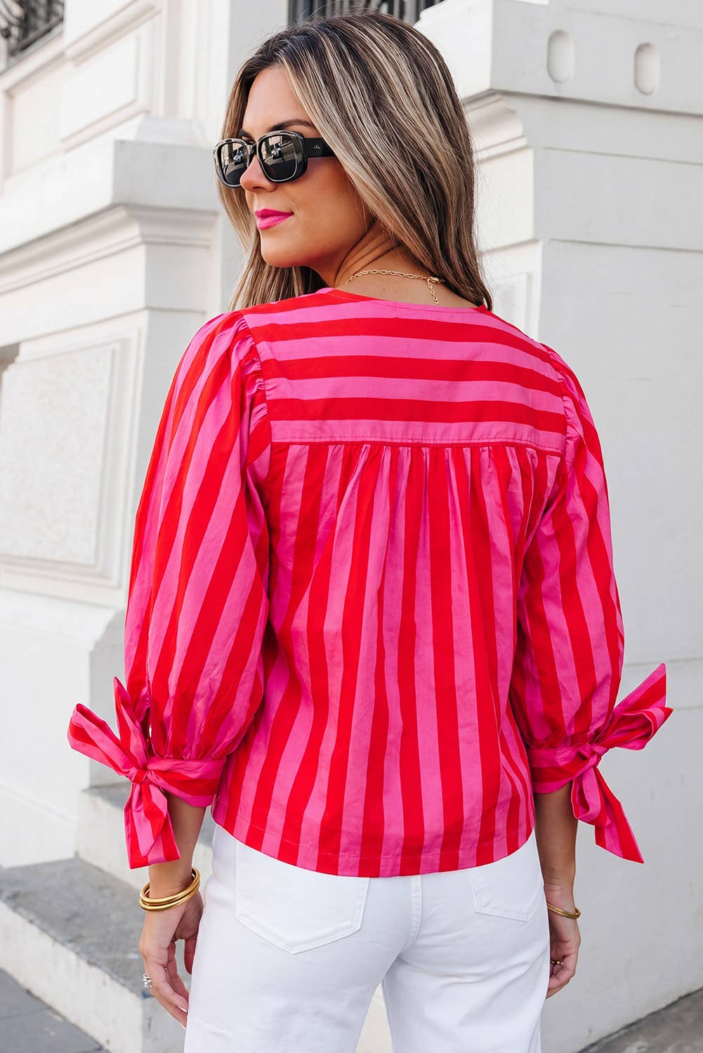 Stripe Tie Sleeve Button Down Shirt | S-XL