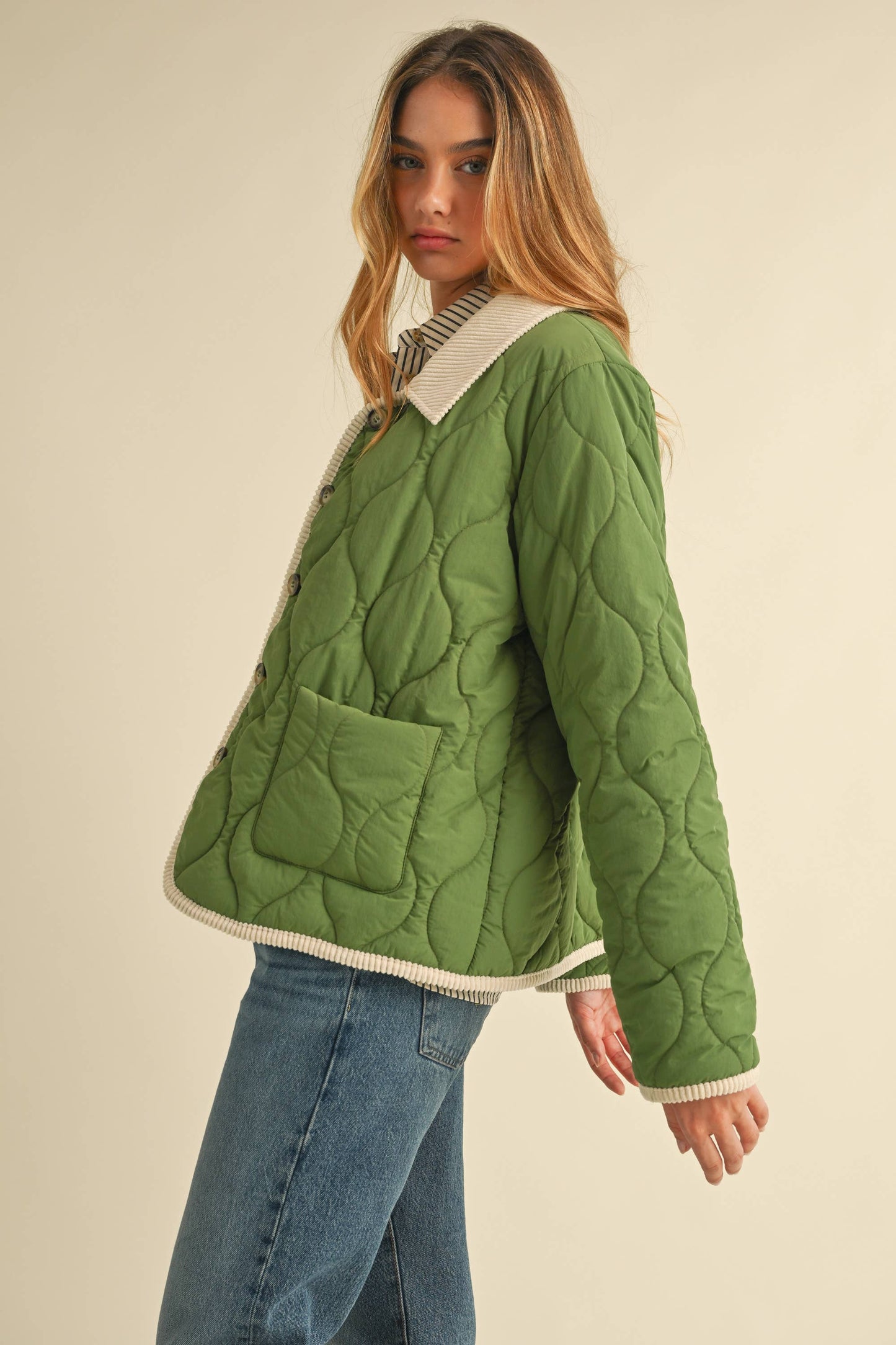 Quilted Button-Down Jacket