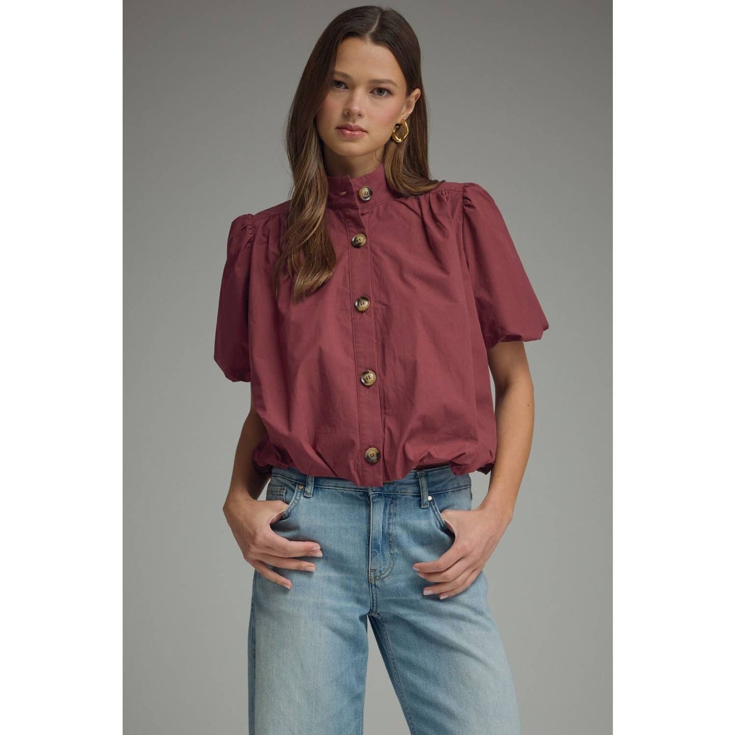 NEW Solid short puff sleeve top