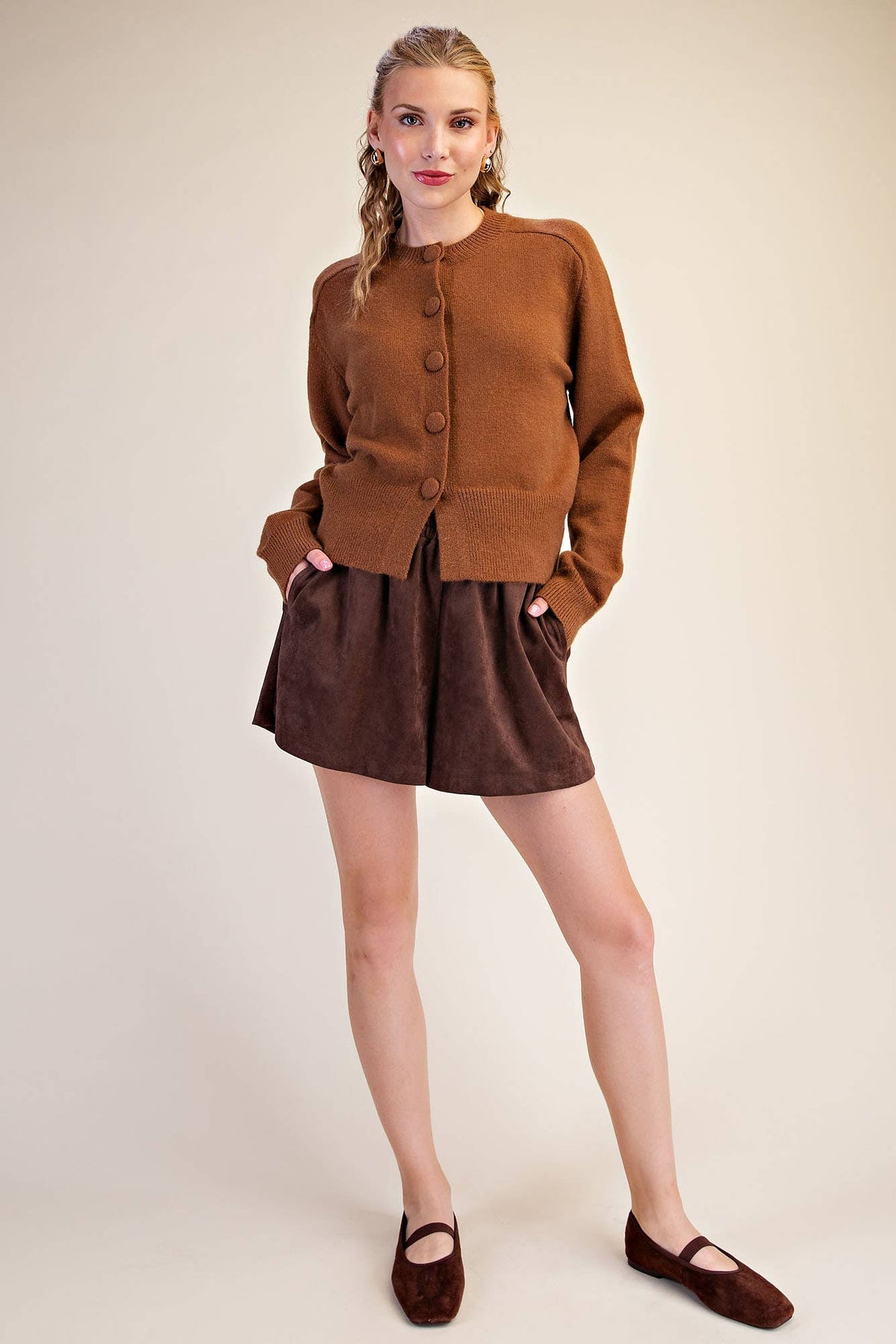 Button Closure Long Sleeve Sweater Cardigan