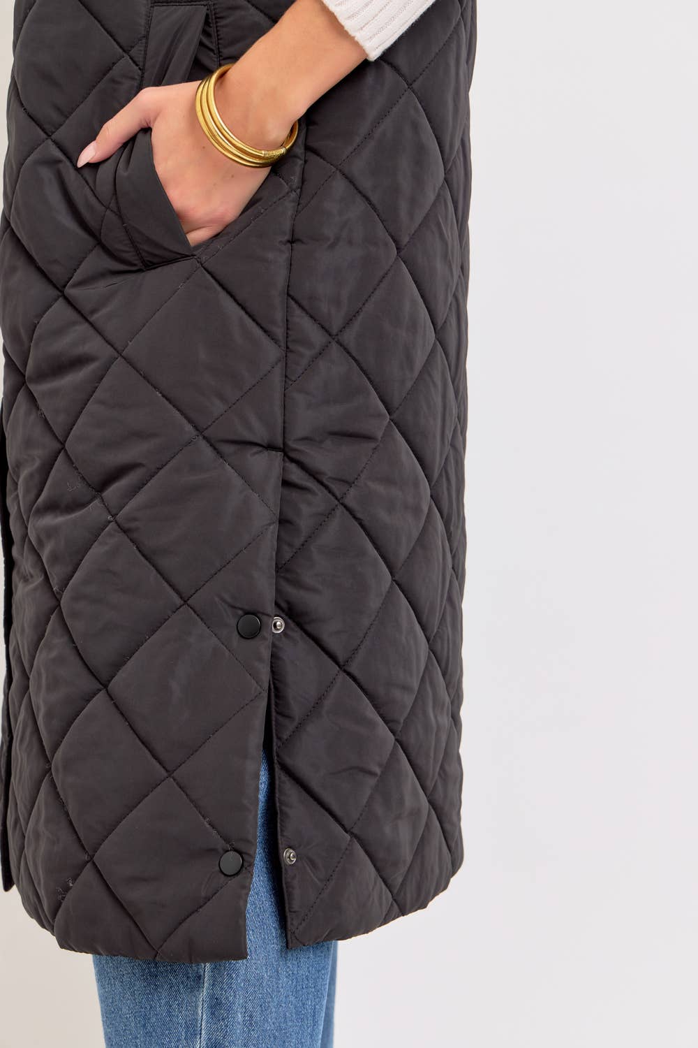 LONG PUFFER VEST DIAMOND QUILTED