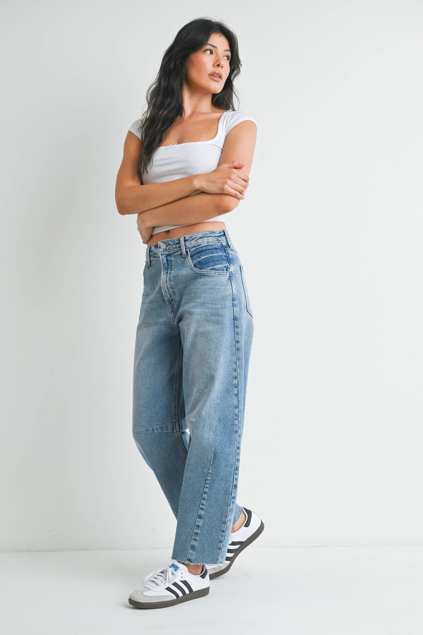 BP473J - LT - Barrel Jean w/ Seams