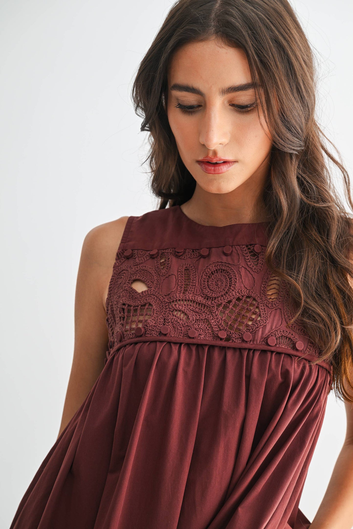 CJD26364 BOHO MAXI DRESS WITH LACE DETAILS