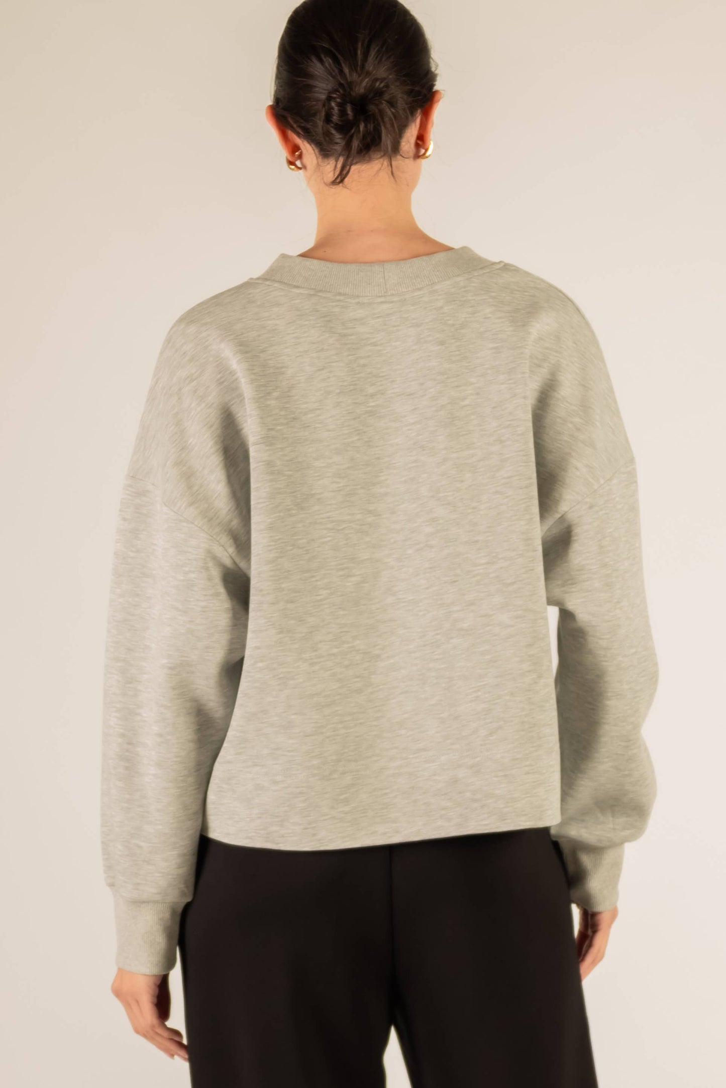 P. CILL Butter Modal Rib Contrast Oversized Cropped Cardigan