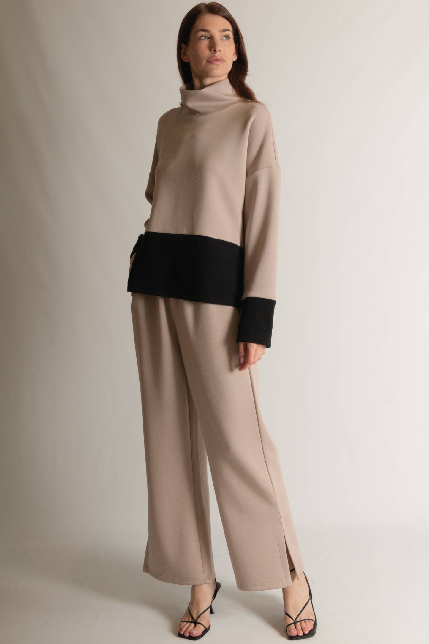 P. CILL Butter Modal Wide Leg Pants w/ Bottom Slit