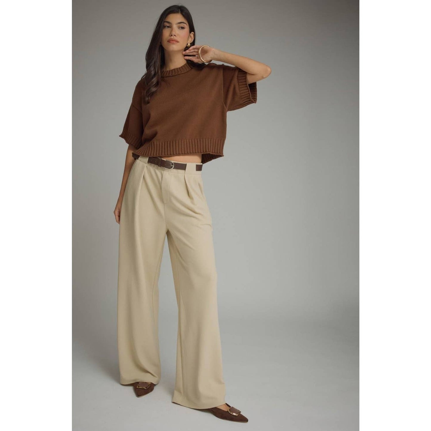 NEW Solid short sleeve knit top