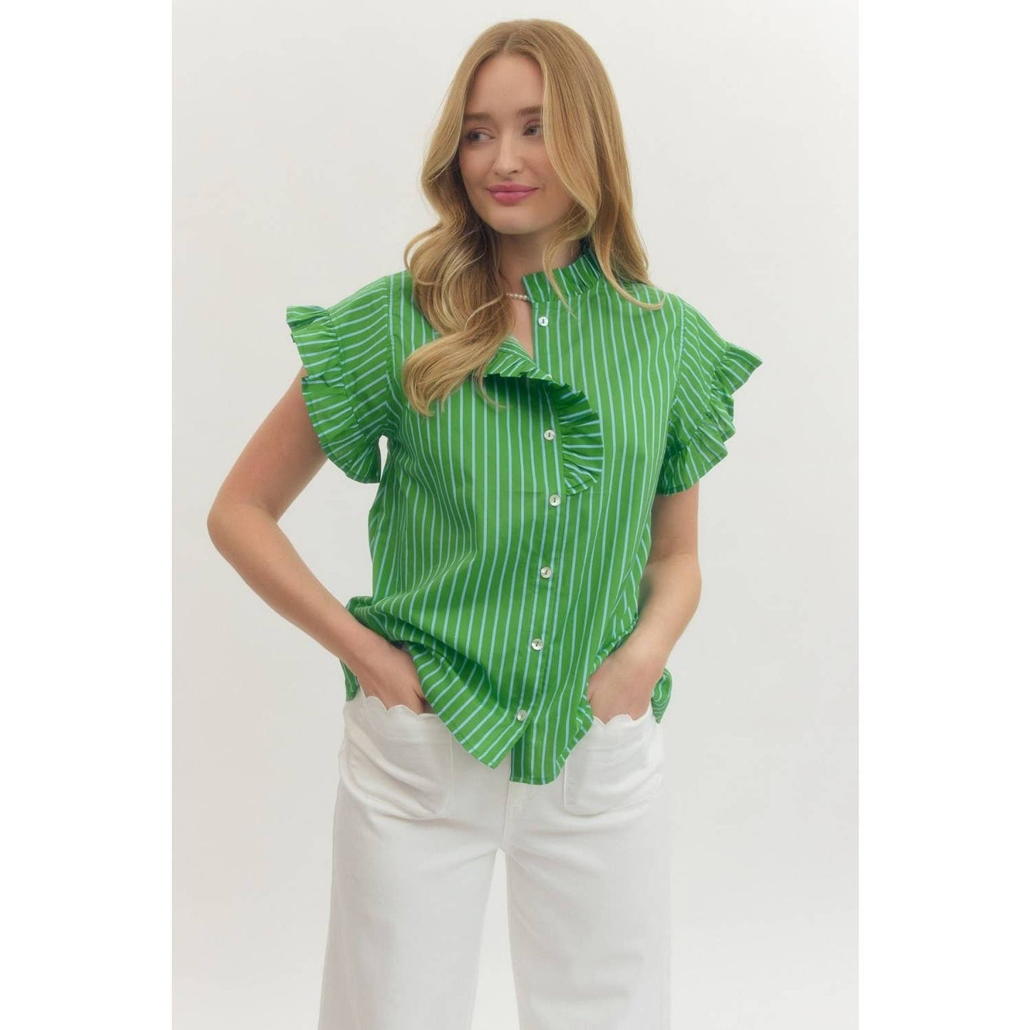 Striped short sleeve top