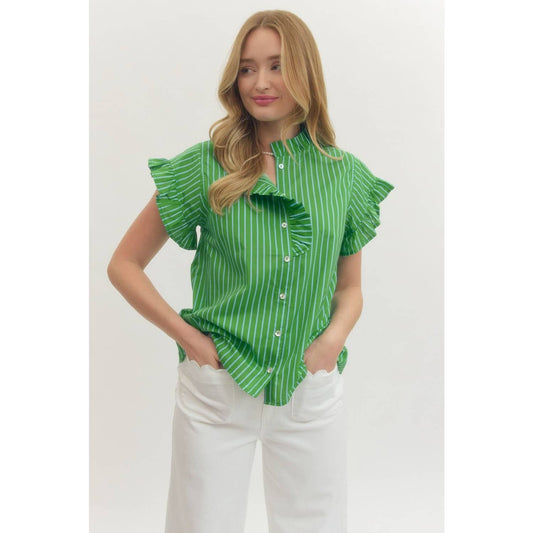 Striped short sleeve top