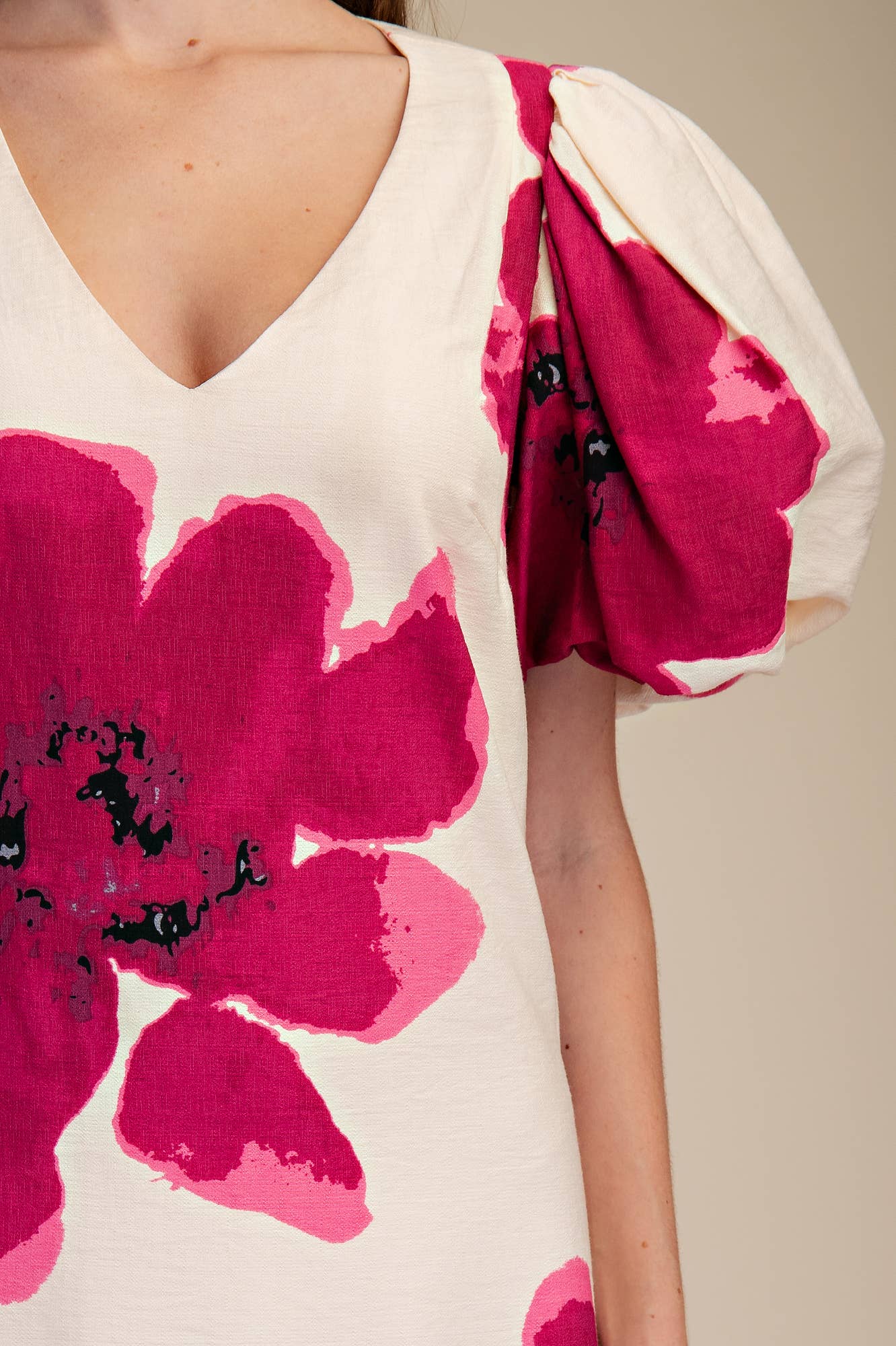 Puff-Sleeve A-Line Maxi Dress