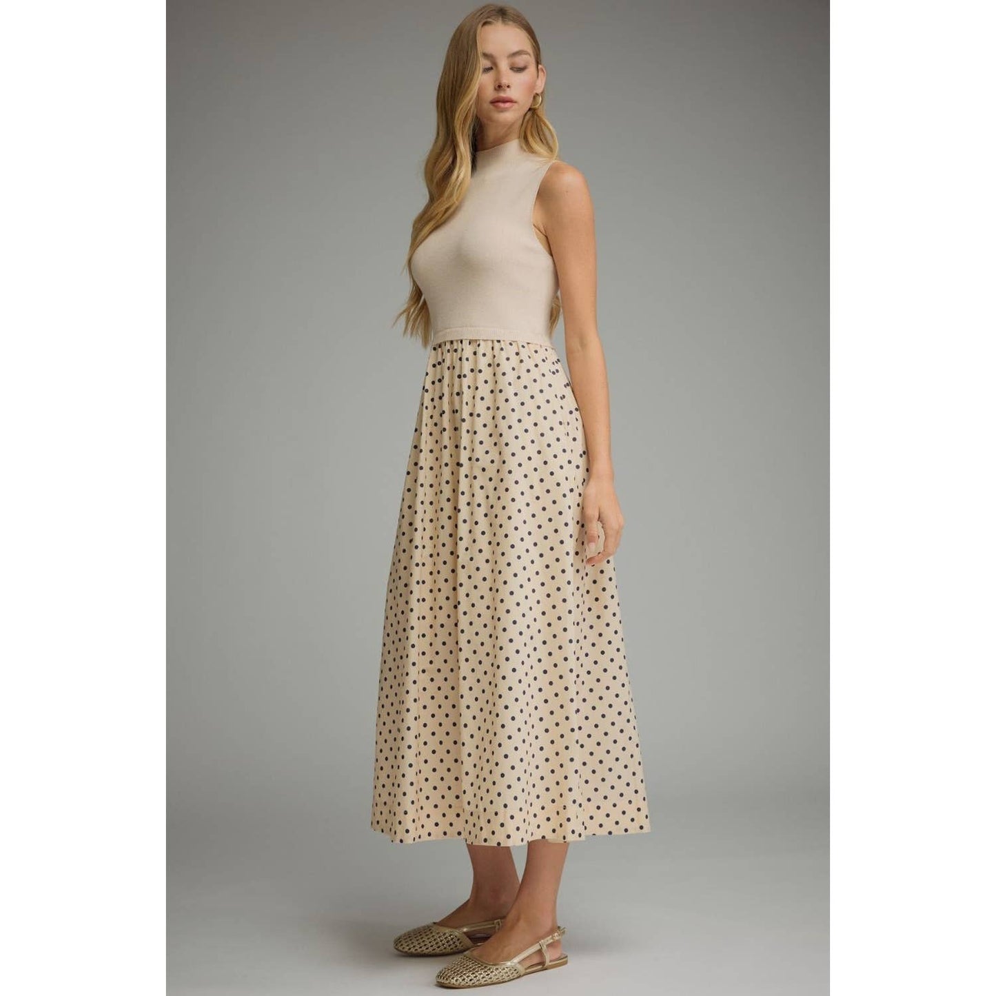 NEW Polka dot sleeveless midi dress