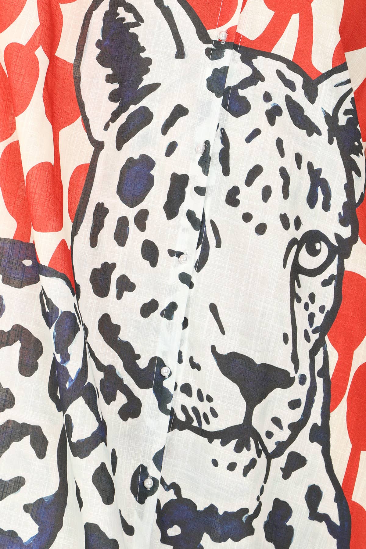 Animal & Abstract Printed Linen Maxi Shirt Dress QC3684