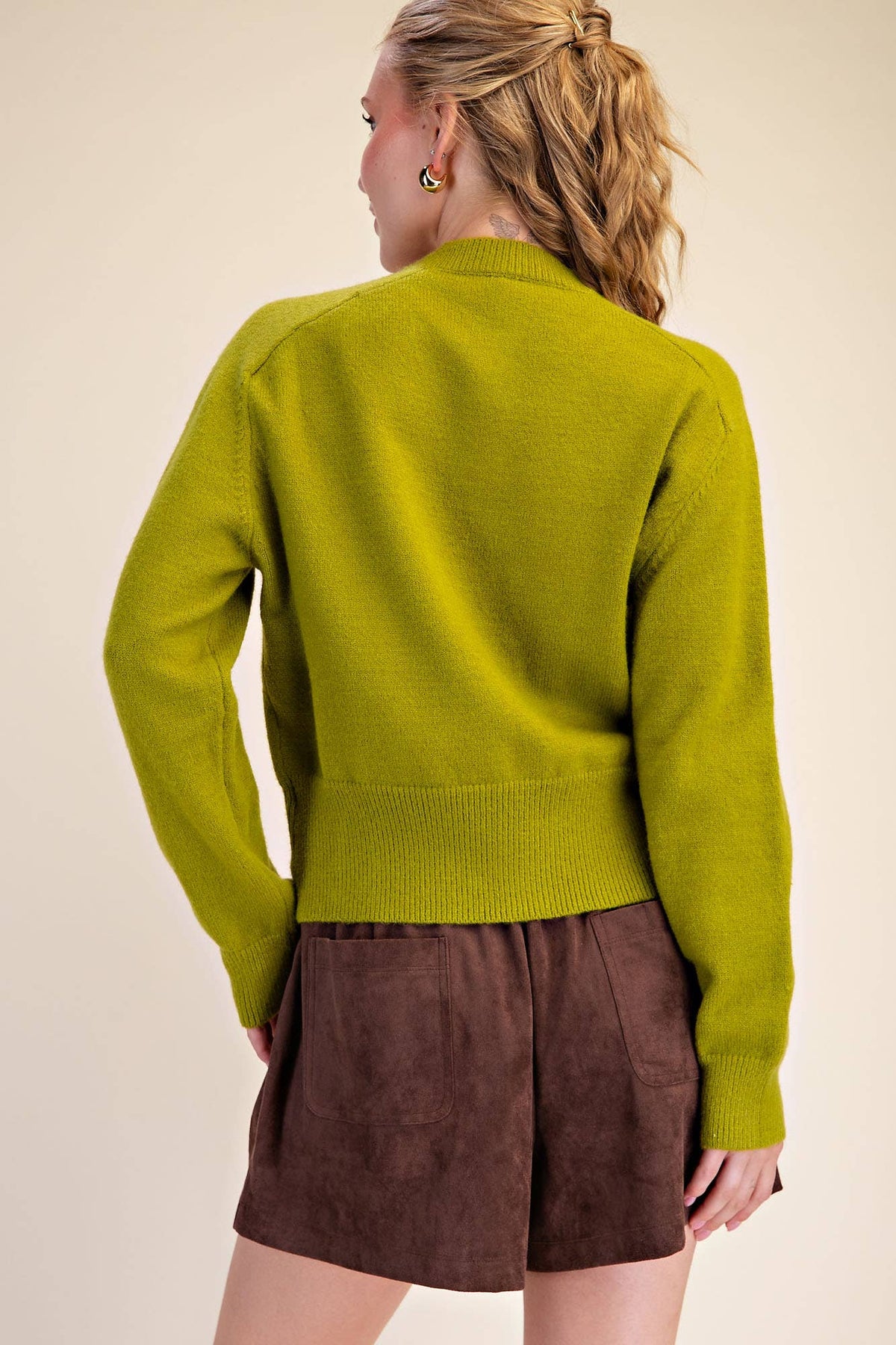 Button Closure Long Sleeve Sweater Cardigan