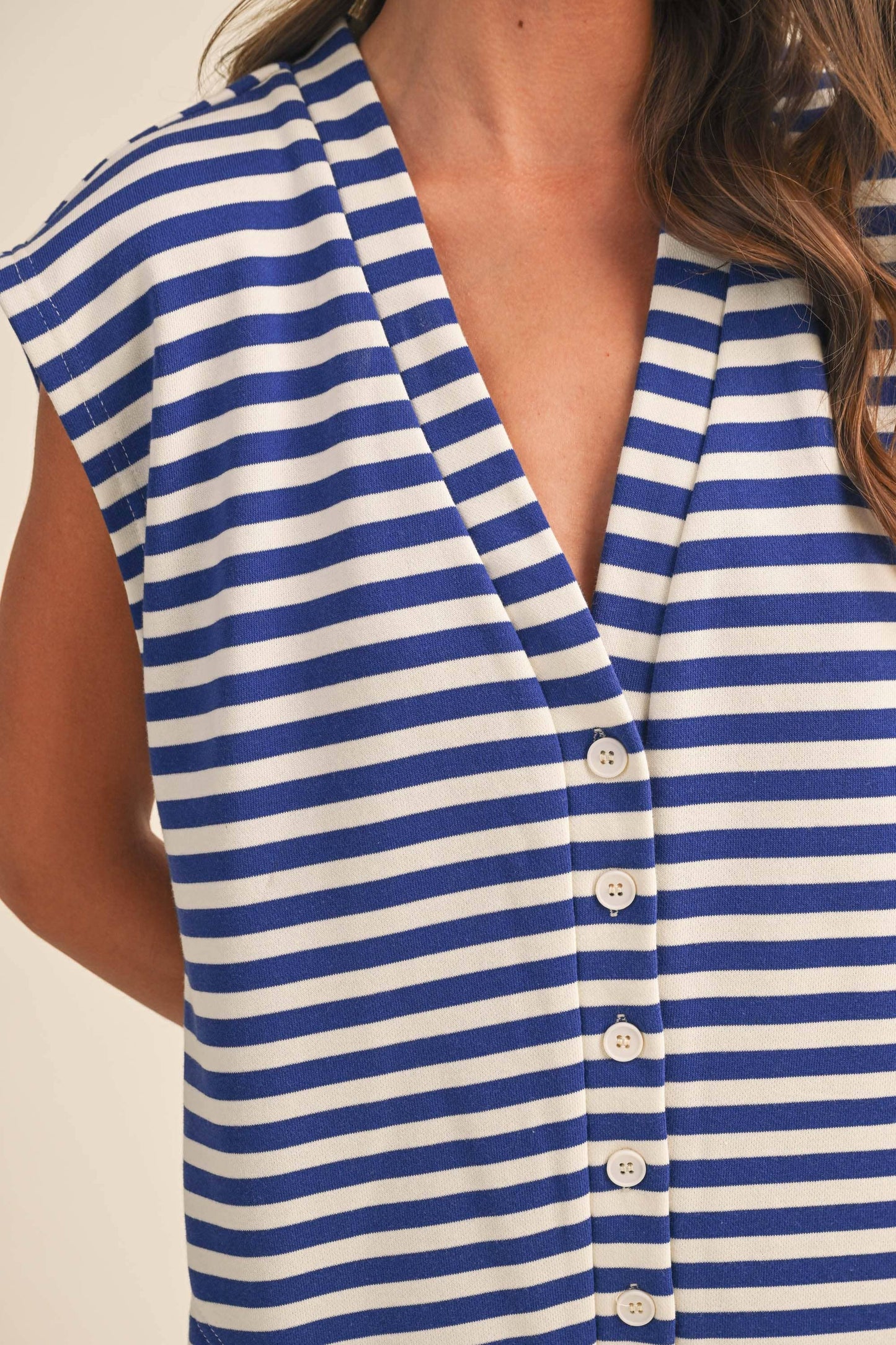 IR2384  SHORT SLEEVE STRIPED BUTTON DOWN ROMPER