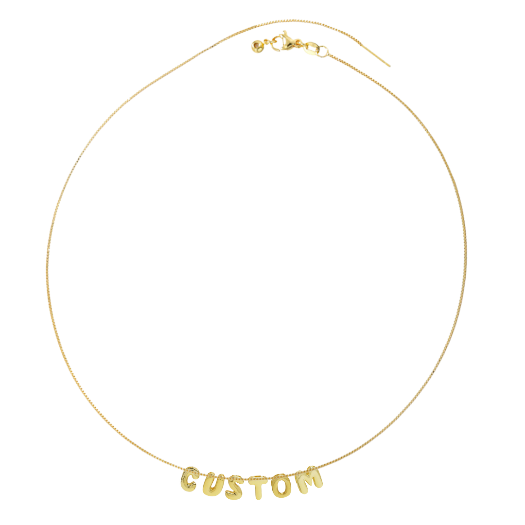 Cz Mini Bubble Initial Custom Word Name Necklaces