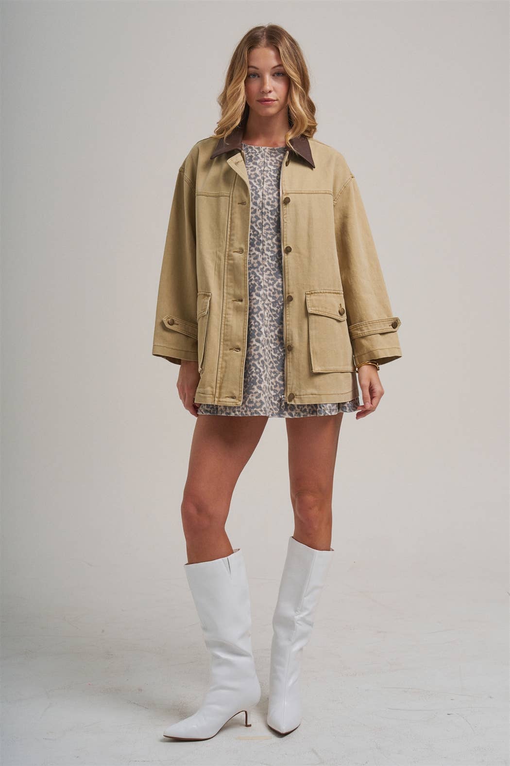 OVERSIZED JACKET WITH FAUX LEATHER COLLAR_LT00279-01
