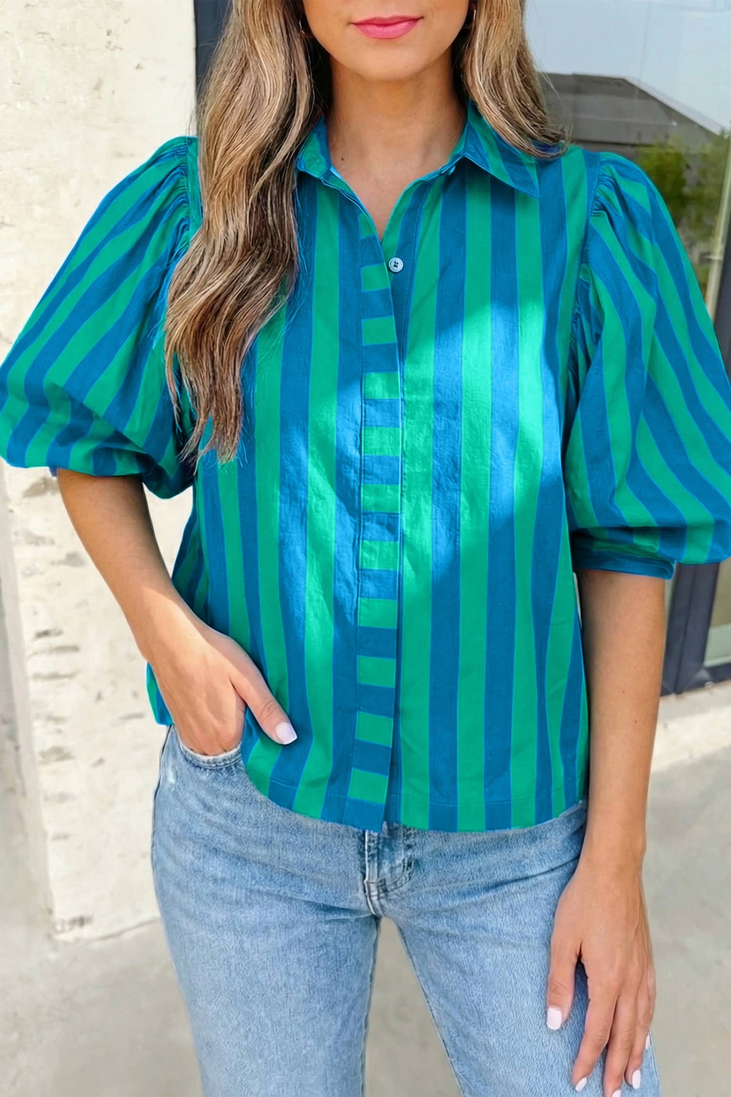 Stripe Tie Sleeve Button Down Shirt | S-XL