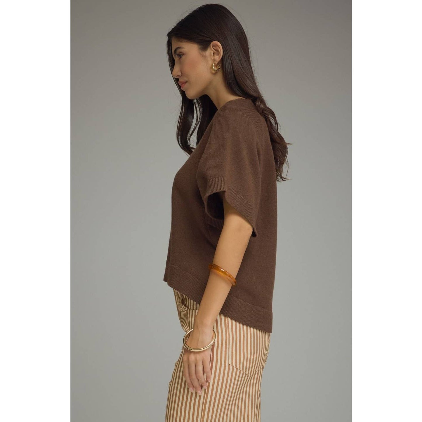 NEW Solid short dolman sleeve knit top