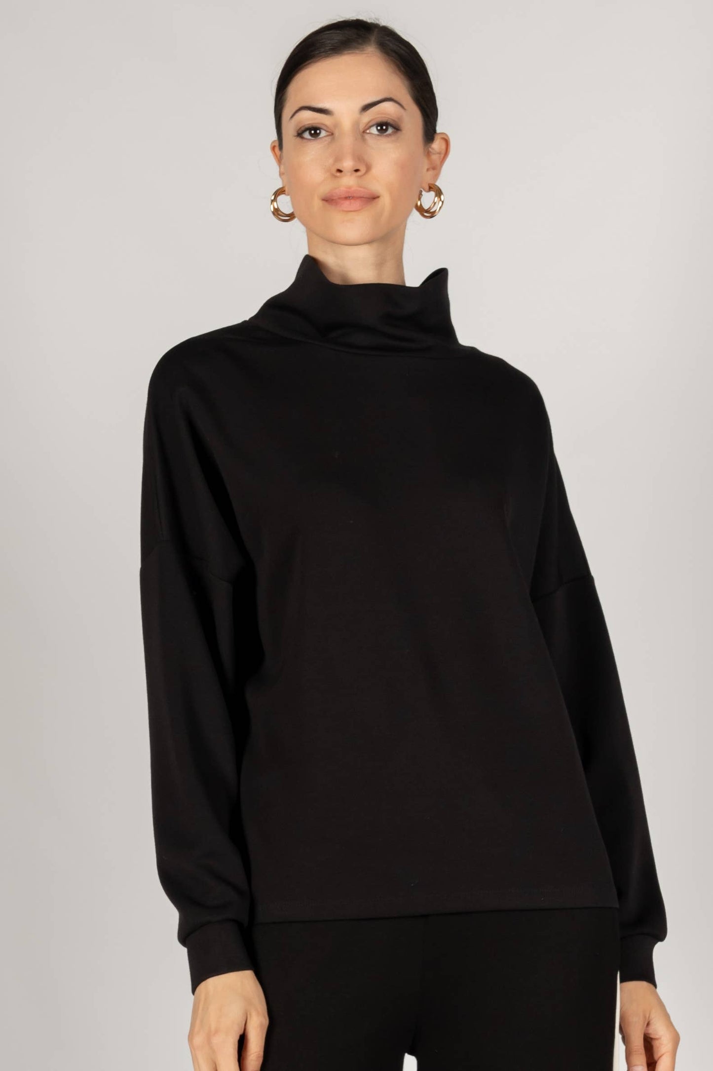 P. CILL Butter Modal Cowl Neck Long Sleeve Top